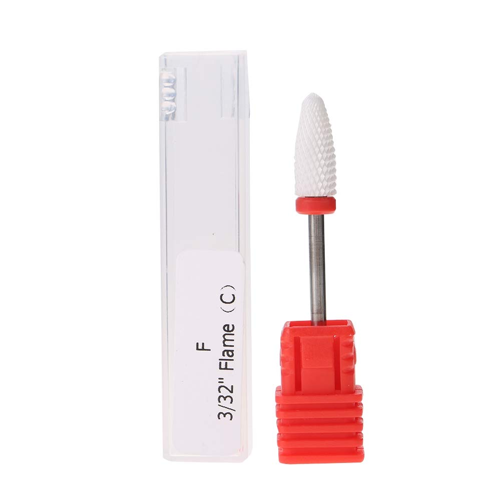 Ceramic Nail Drill Bits Set - 4 Types Round & Flat Grinding Heads for Manicure & Pedicure Machines - Professional Nail Art Accessories (Includes Round Flat Head F) - Perfect for Salon, Home Use & DIY Nail Care