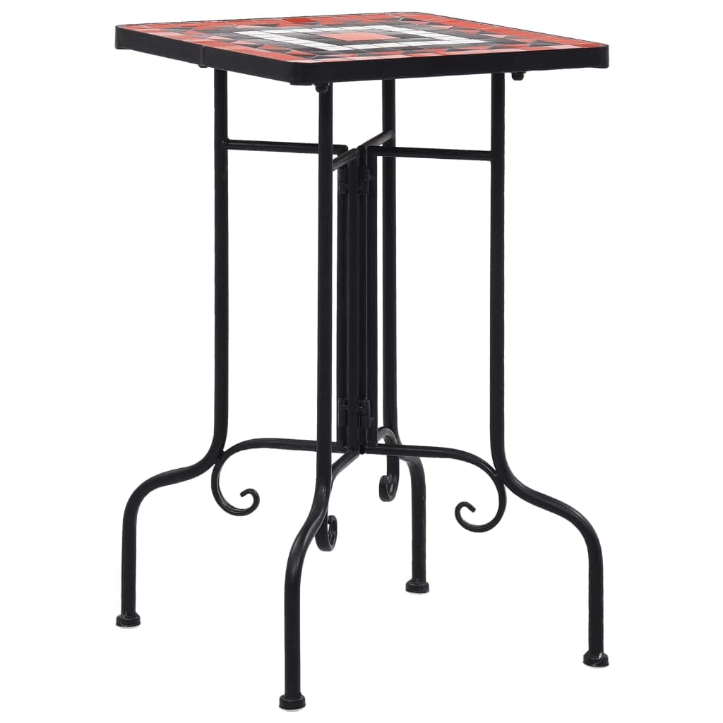 CHARMMA Mosaic Side Table - Terracotta & White Ceramic End Table, Brown, 13.8