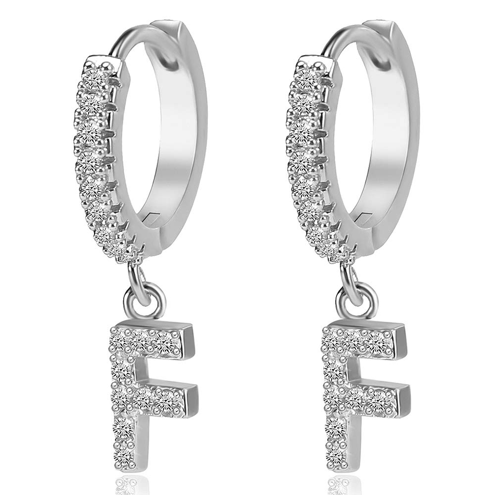 14K Gold Plated Huggie Initial Earrings with CZ Stones - Tiny Hoop Letter Earrings for Women & Girls - Hypoallergenic Ear Cuff Jewelry - Perfect Gift for Birthdays, Anniversaries & Everyday Wear