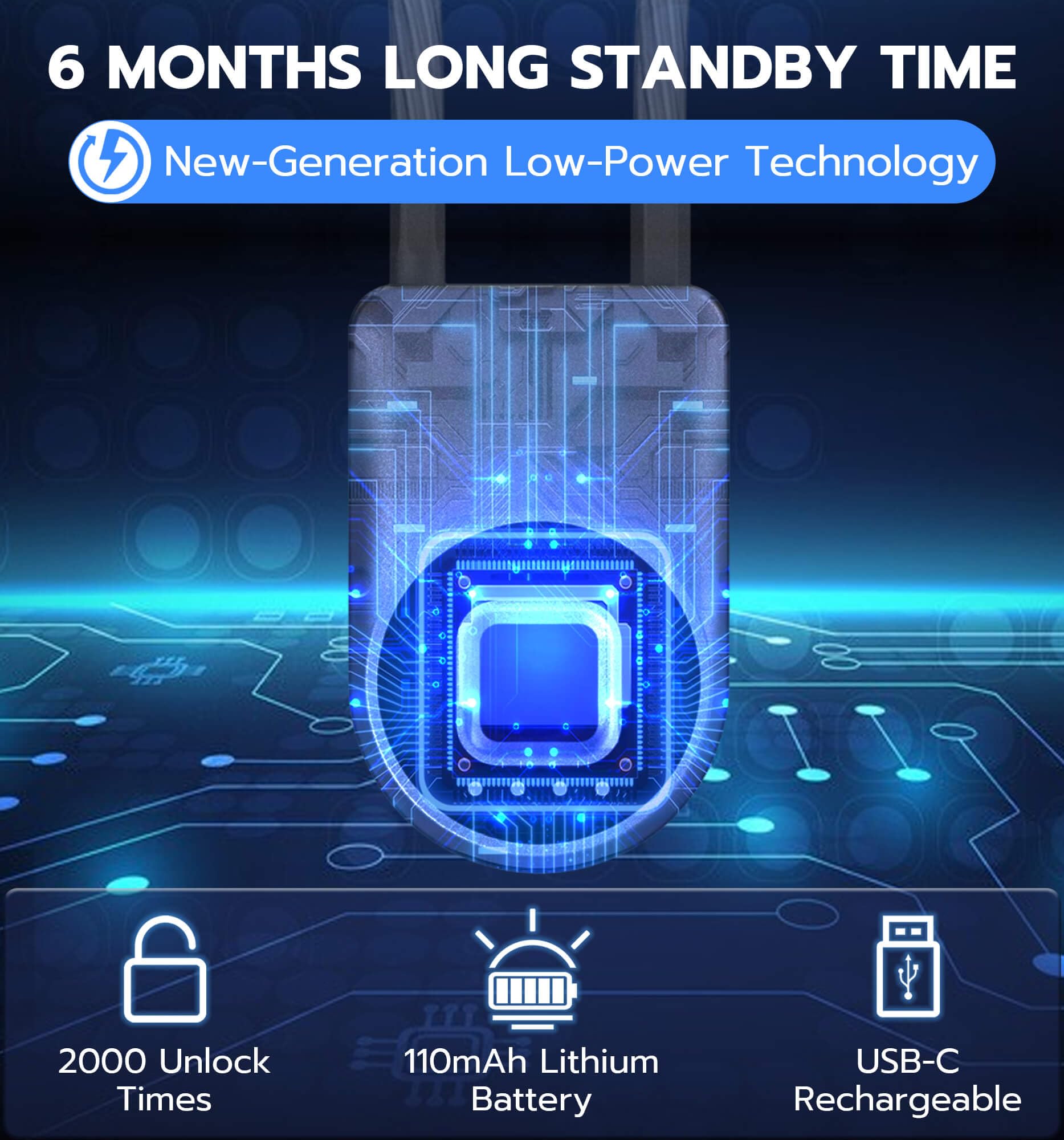 eLinkSmart Fingerprint Cable Lock - 6