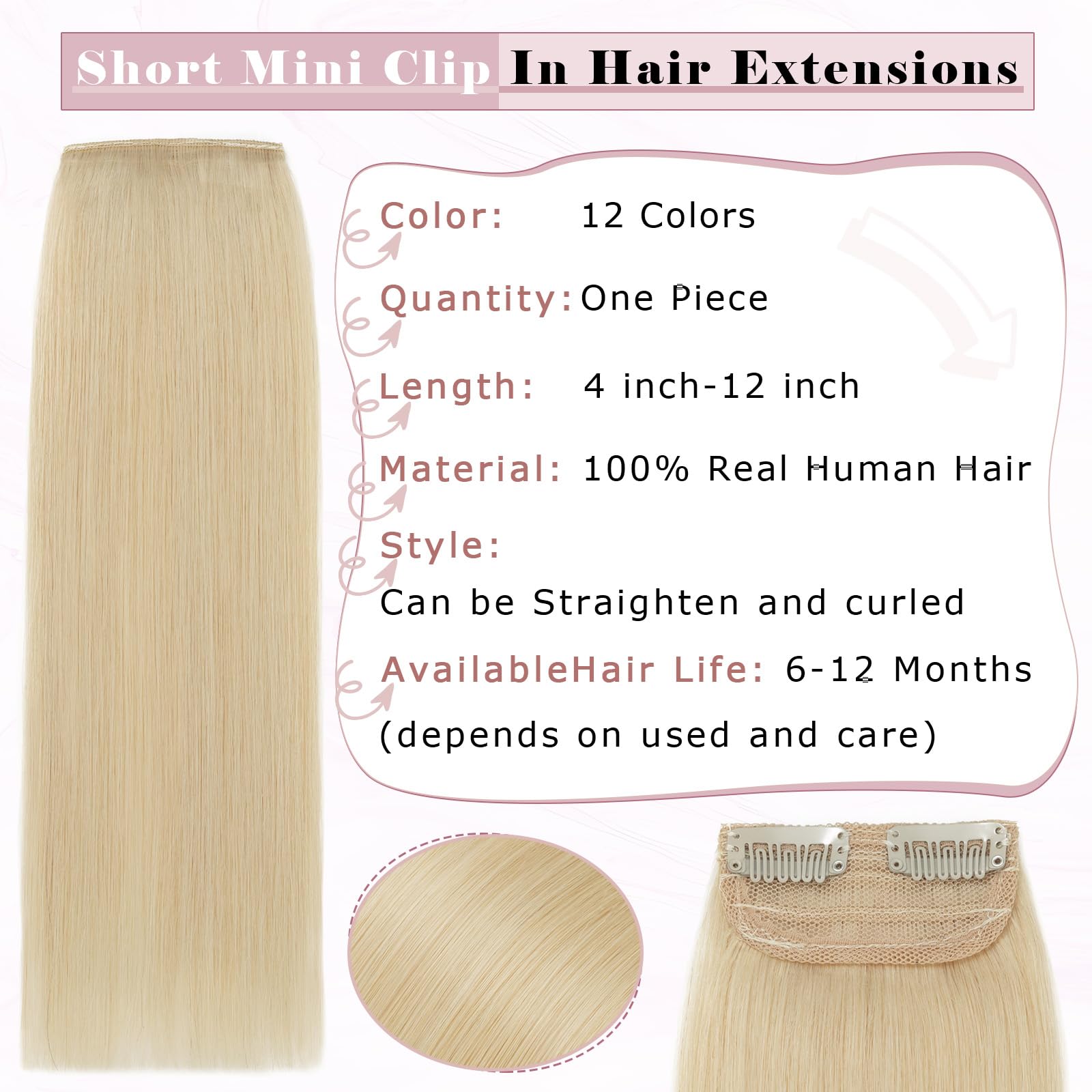 Clip In Mini Human Hair Extensions - 6