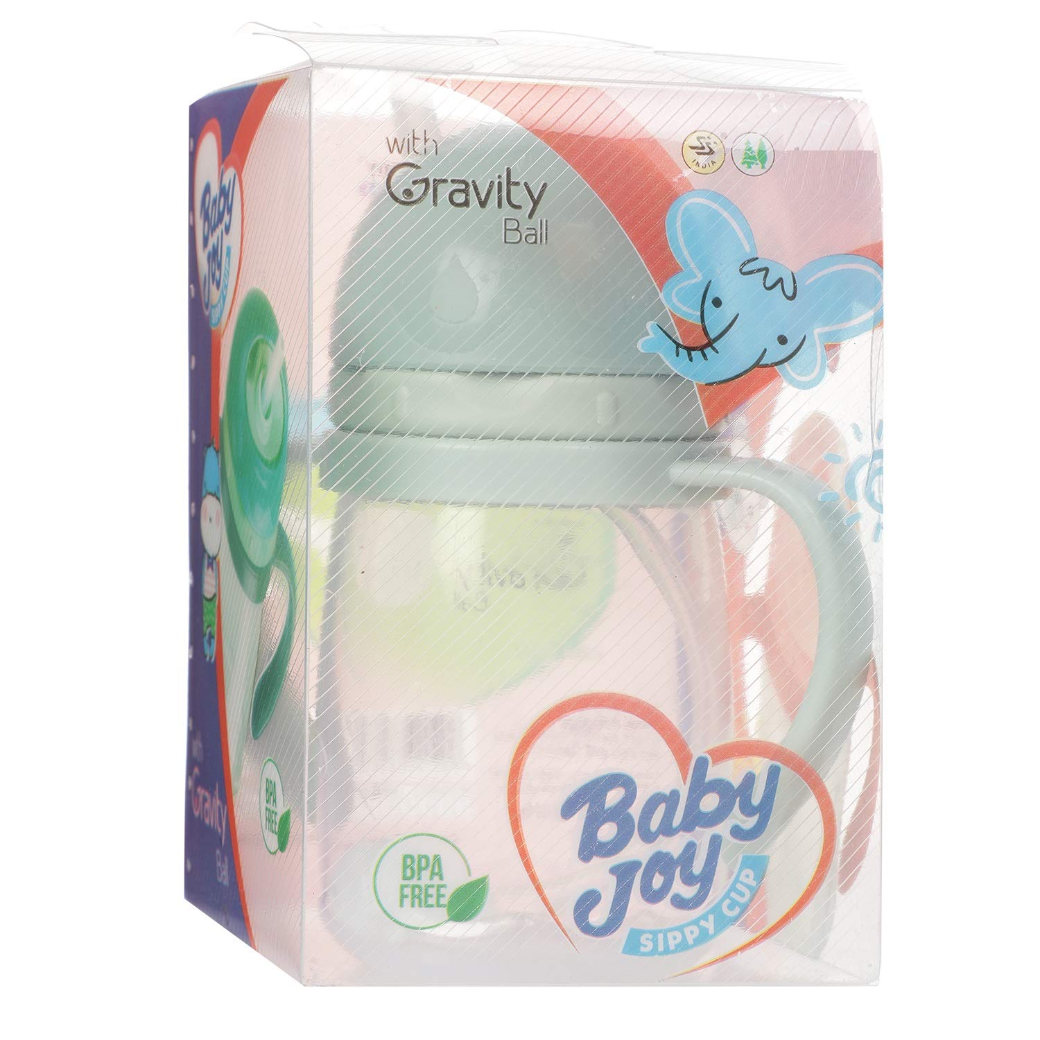 Spill-Proof Kids Water Bottle with Gravity Ball Straw & Handles - 250ml Transparent Green Baby Cup | Ideal for Toddlers, Daycare, Travel & Outdoor Activities