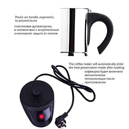 Premium 304 Stainless Steel Electric Geyser & Stovetop Moka Coffee Maker - 300ML Espresso Percolator for Home & Office Use - Perfect for Italian Coffee, Camping & Gifts