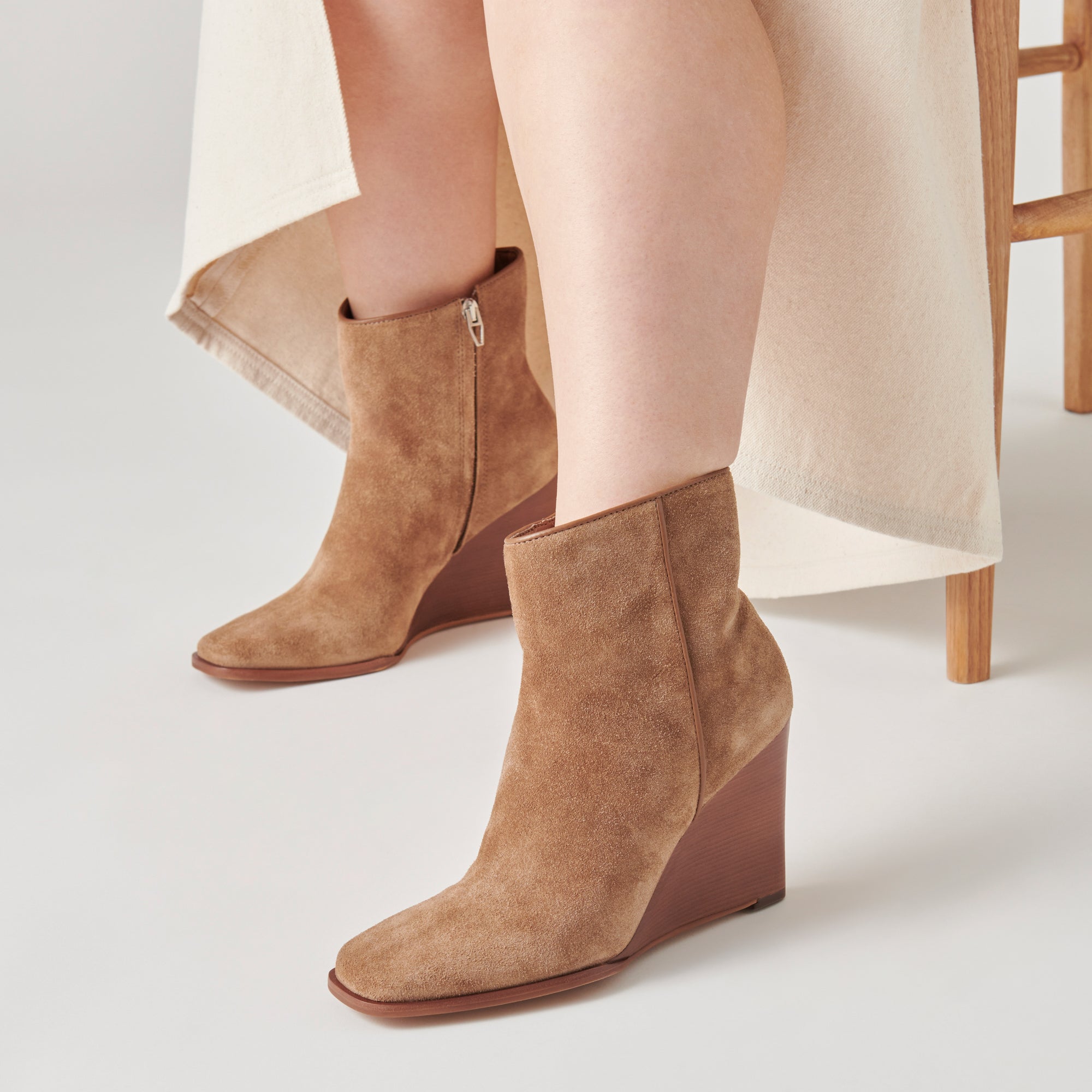 SUSANN Women's Wide Calf Booties in Chestnut Suede - Stylish Ankle Boots for Fall and Winter Outfits, Perfect for Office, Casual & Date Nights