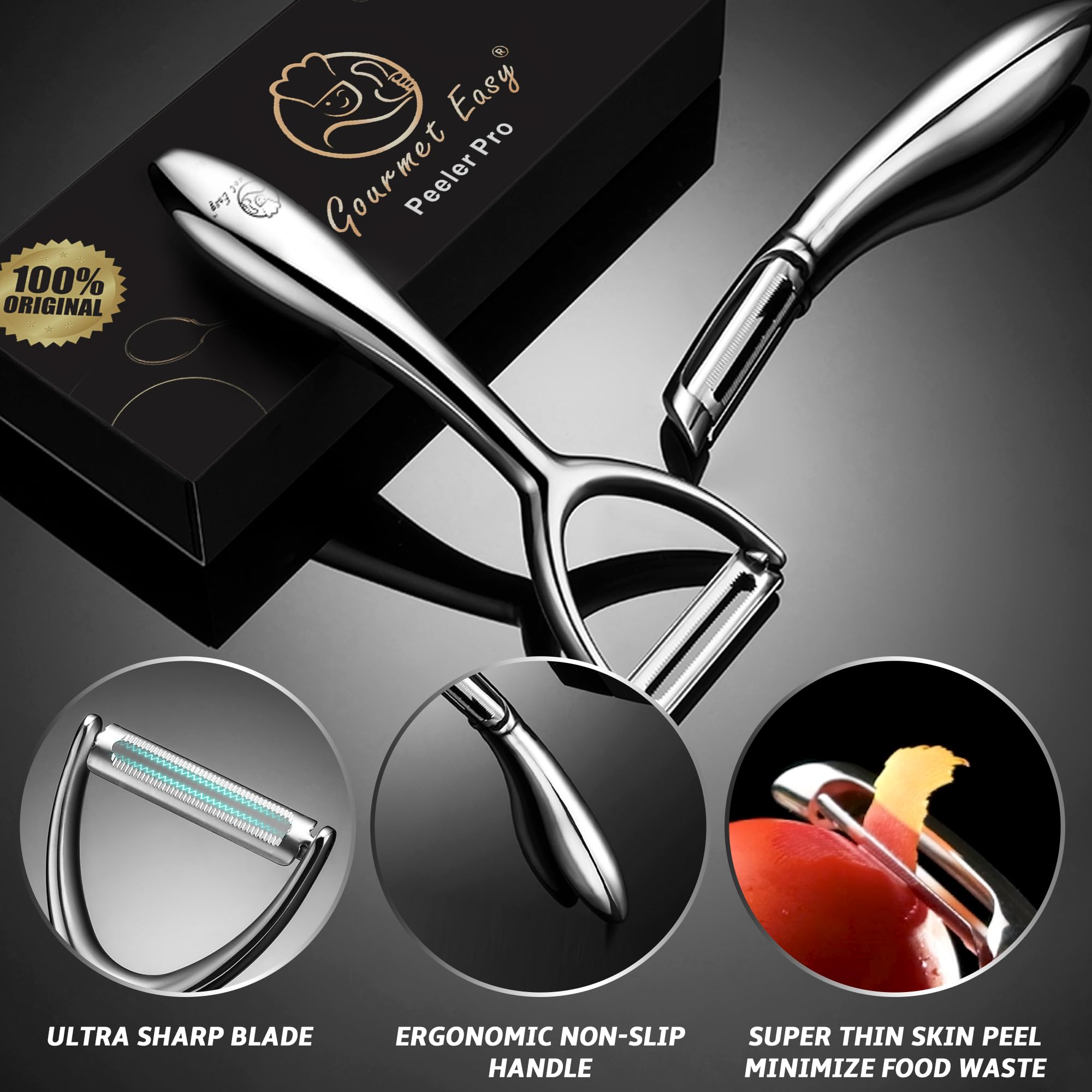 Premium 5-in-1 Stainless Steel Kitchen Tool Set - Garlic Press, Meat Tenderizer, Citrus Juicer, Vegetable Peeler with 5-Year Warranty | Perfect for Home Cooking, Meal Prep & Professional Chefs