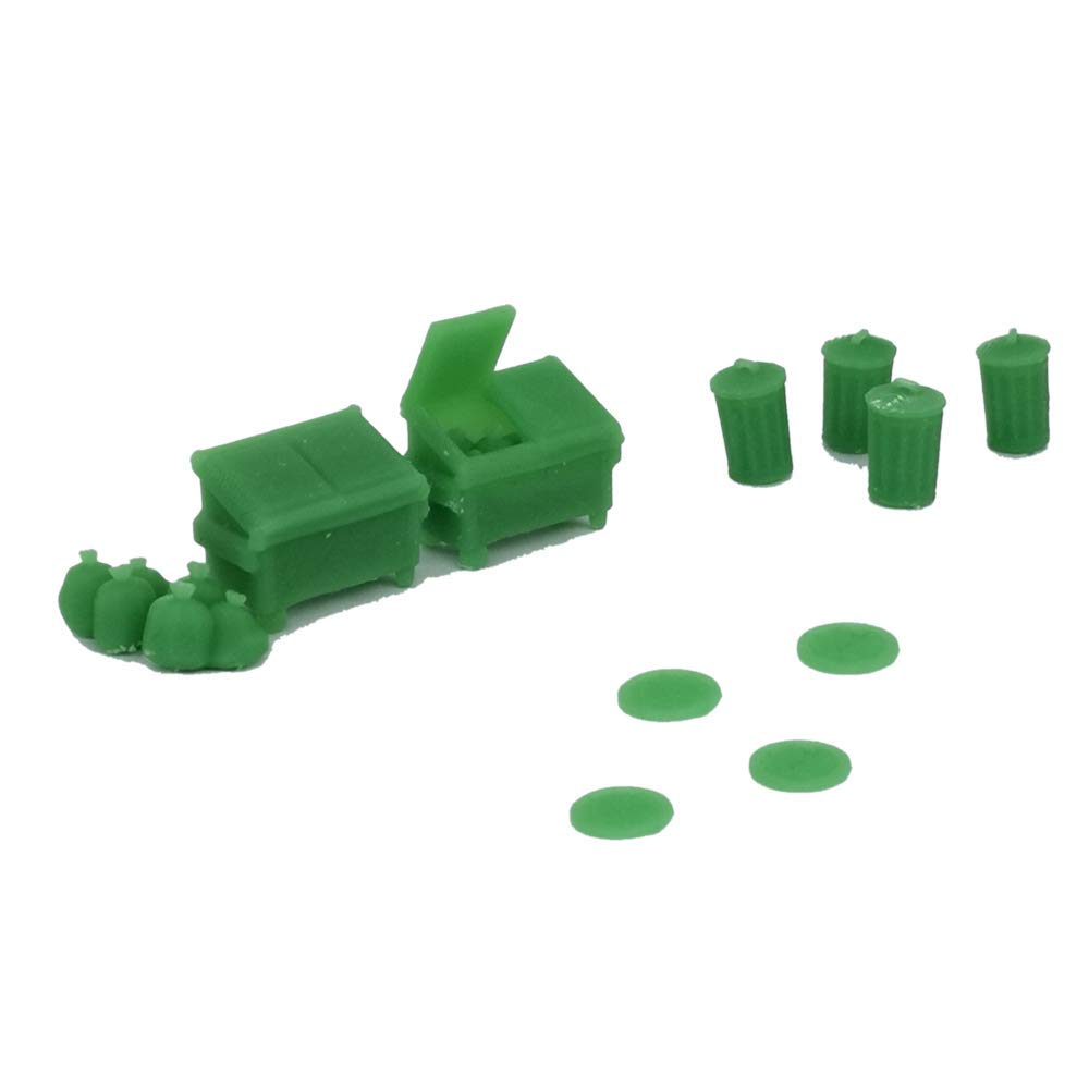 Outland Models Z Scale Railroad Scenery Set - Miniature Trash Can, Dumpster & Manhole Cover for Model Train Layouts | Perfect for Dioramas, City Scenes & Realistic Train Displays