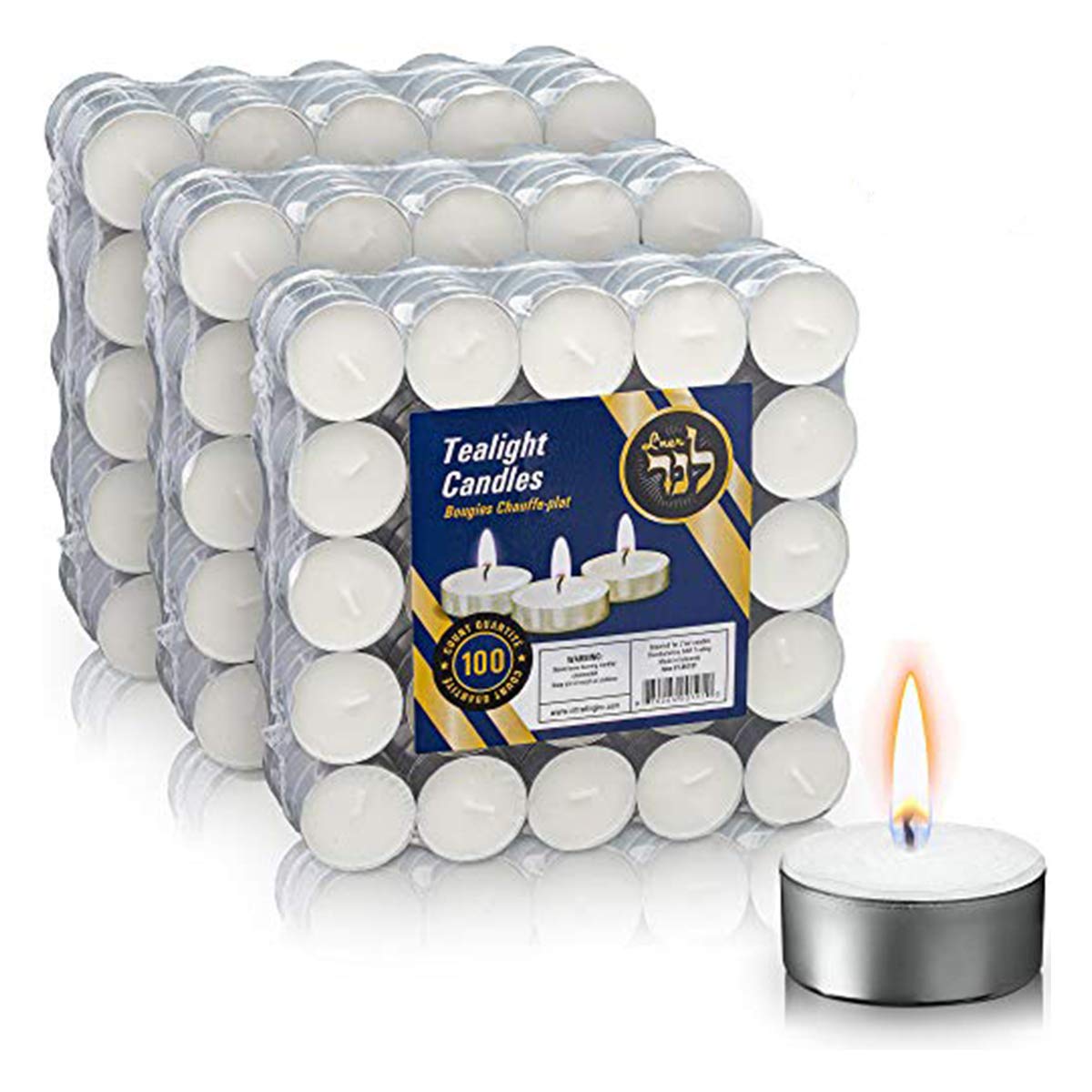 L'ner Tea Lights Candles - 300 White Unscented 3.5-Hour Candles for Weddings & Parties