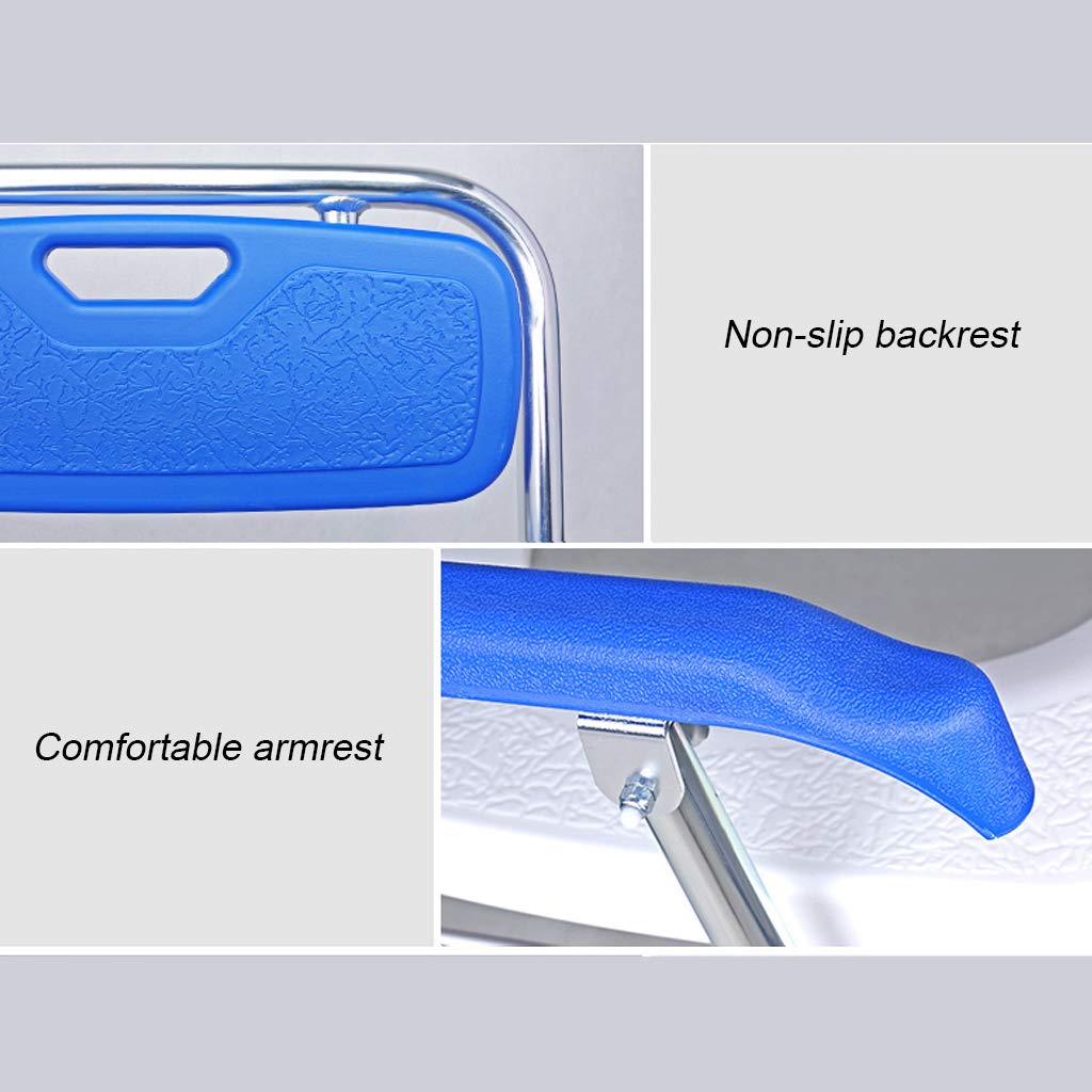 Portable Folding Commode Chair with Bucket & Lid - Adjustable Height Shower Toilet Seat for Elderly & Adults - Non-Slip Leg Pads & Safety Frame - Ideal for Home Care, Bathroom & Travel Use