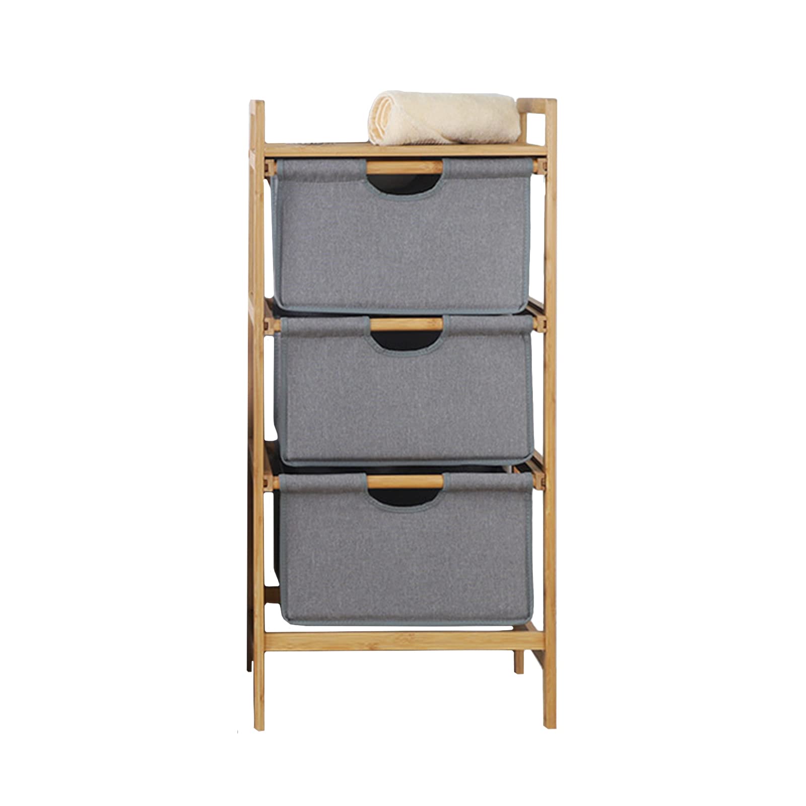 3-Tier Bamboo Storage Cabinet with Pull-Out Drawers - Freestanding Organizer for Laundry, Clothes & Home Organization - Perfect for Bedroom, Bathroom & Closet Storage Solutions
