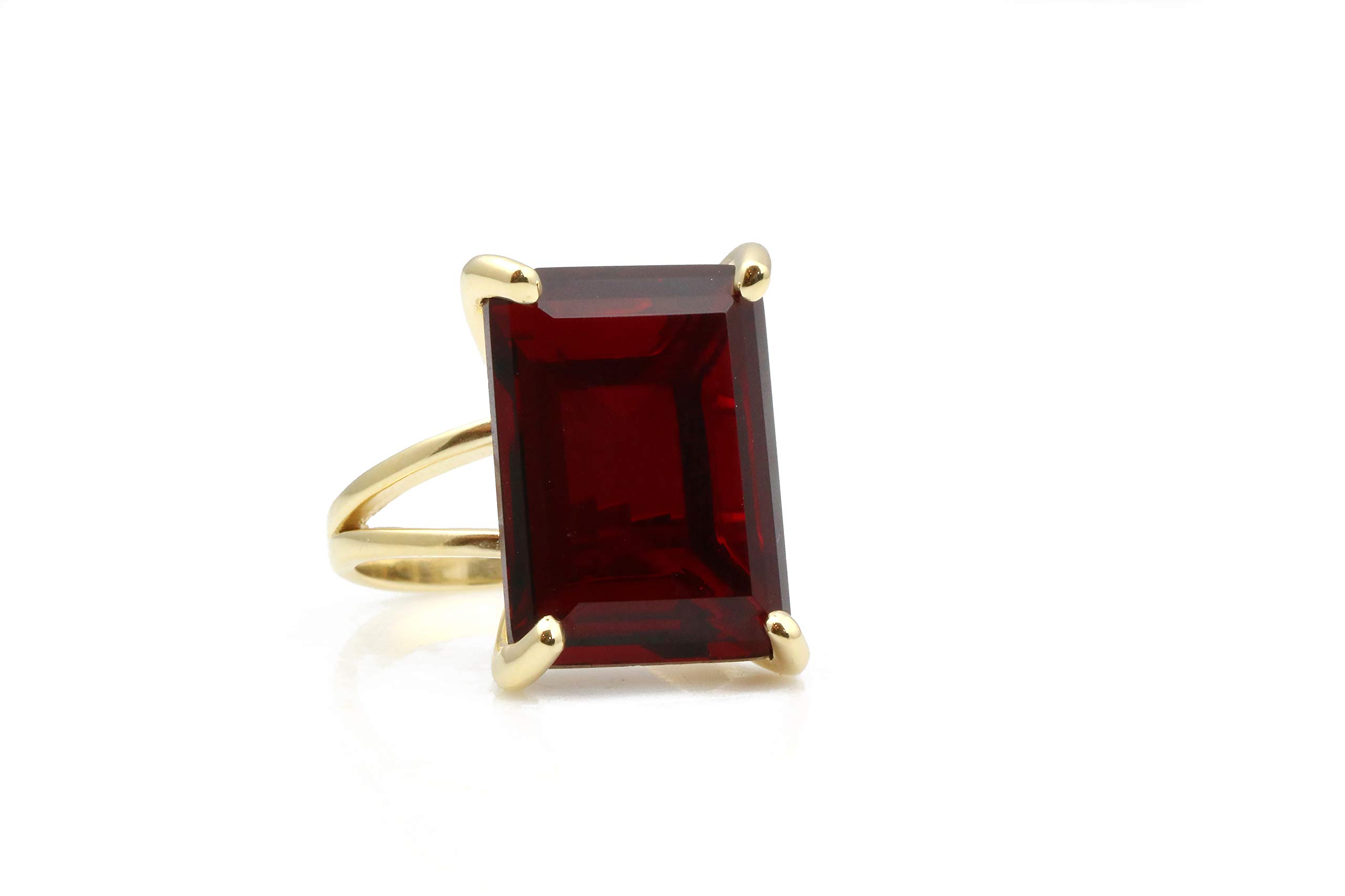 Bold Garnet Sterling Silver Rectangle Statement Ring - Fashion Jewelry for Women, Birthstone Ring, Large Size - Perfect for Birthday, Engagement, Anniversary Gifts - Elegant for Parties, Date Nights & Special Occasions