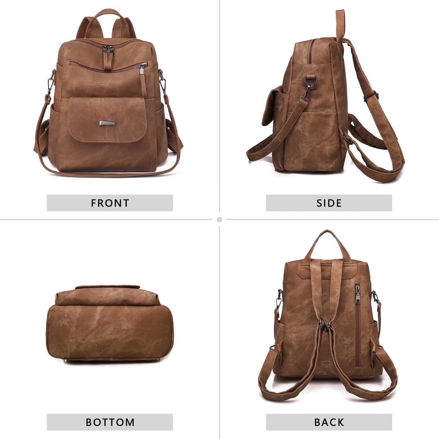 Women's PU Leather Backpack Purse - Fashion Travel Shoulder Bag for Work & Outings