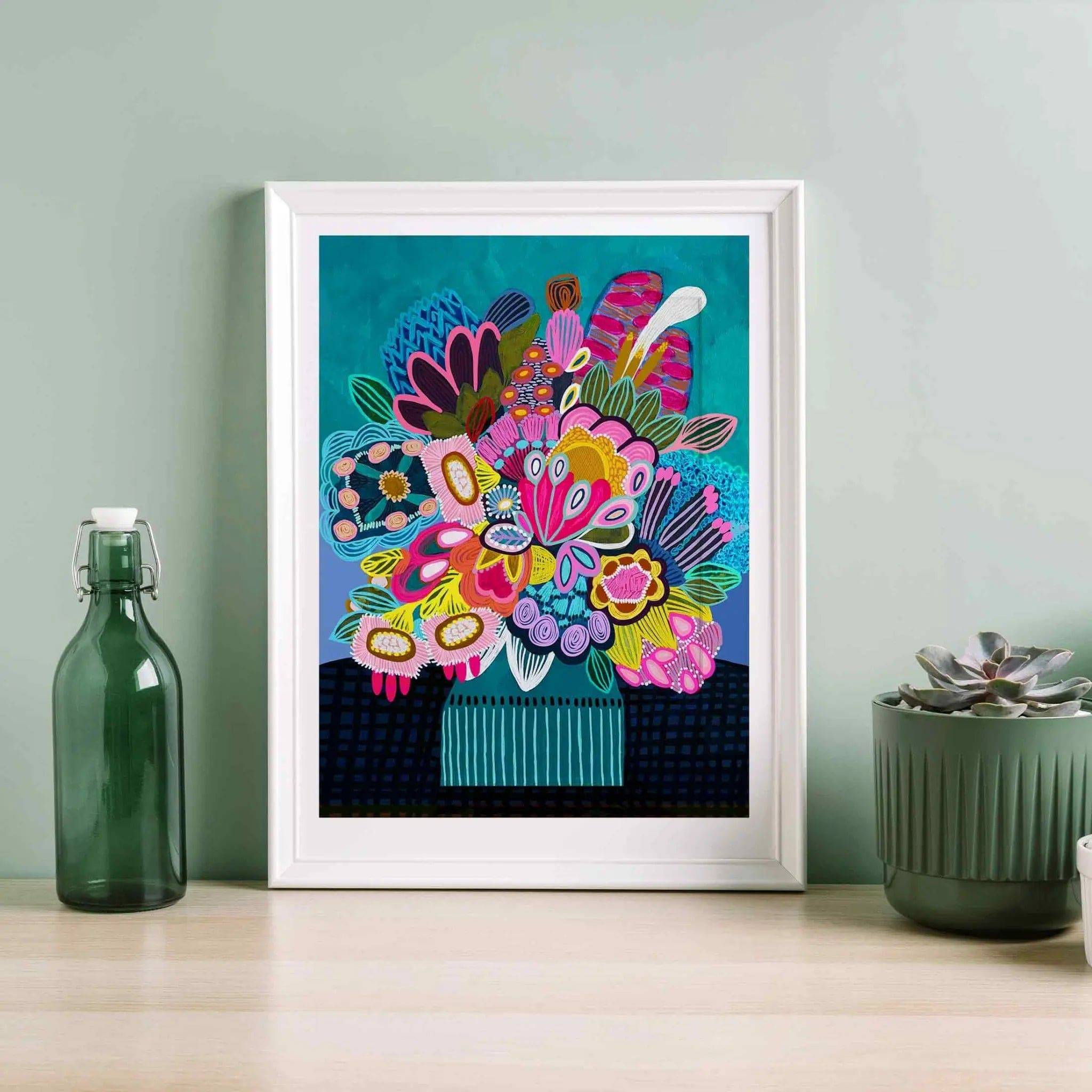 Botanica Stupenda Modern Wall Art Print - Framed Botanical Decor for Living Room, Bedroom & Office - Perfect Home Decor Gift Idea