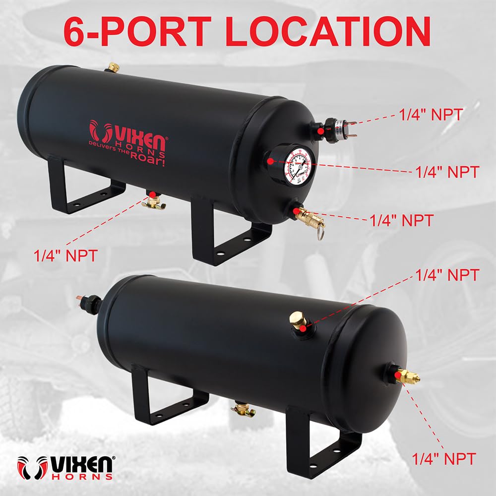 12V 1.5 Gallon Air Compressor with Tank - 150 PSI Onboard Air System for Train Horns & Tire Inflation | Vixen Horns VXO8315 | Perfect for Trucks, Jeeps & Off-Road Vehicles