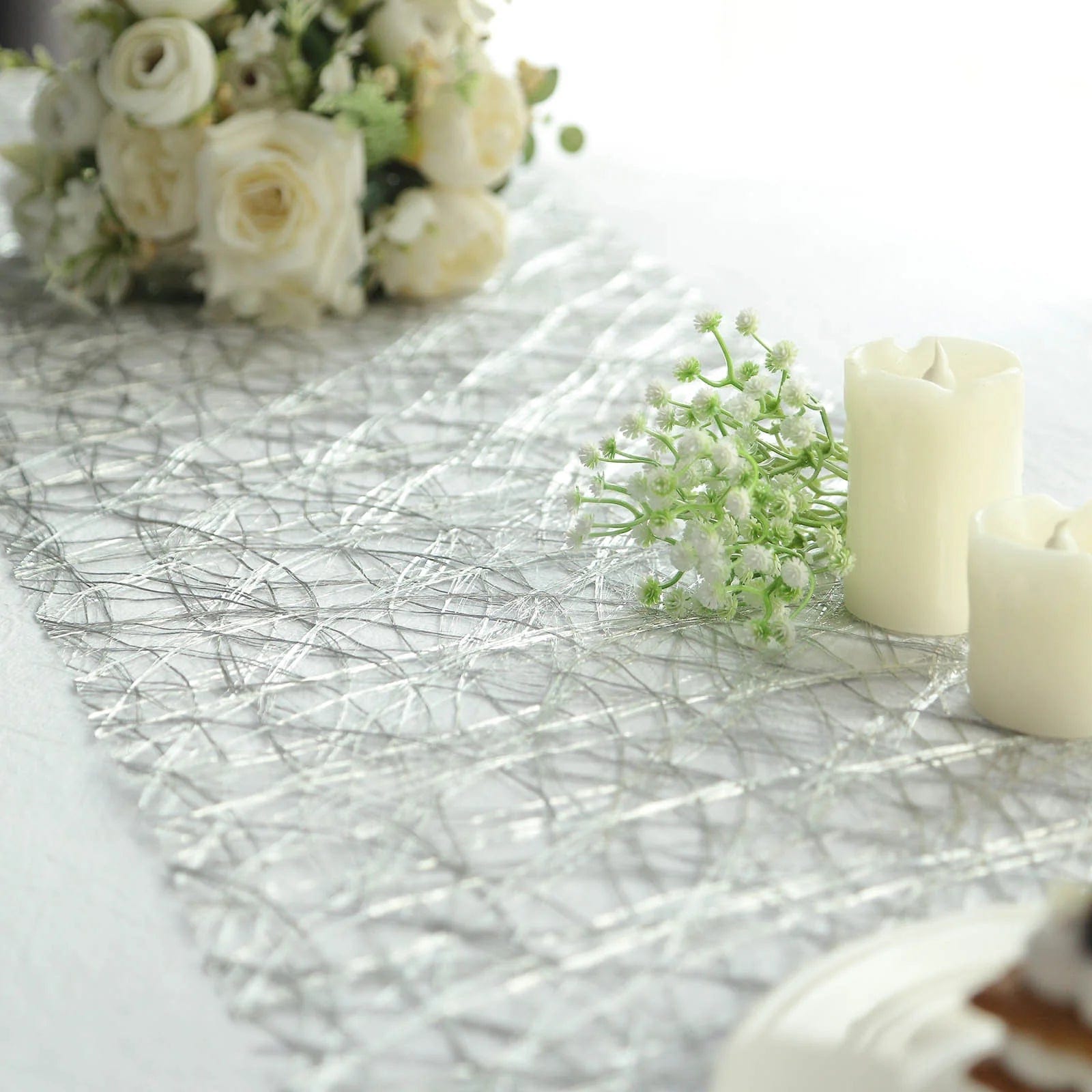 12-Pack 108-Inch Metallic Non-Woven Polyester Table Runners - Elegant Dining Decor for Weddings, Parties & Holiday Tablescapes