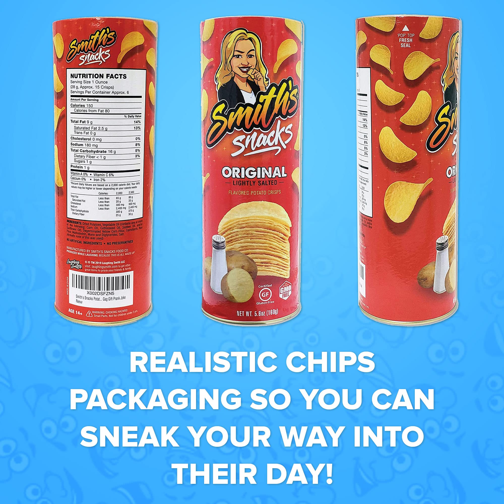 Smith's Snacks Potato Chip Snake Prank Can - Hilarious Fake Snake Surprise Gift for Teens & Adults (Ages 14+) - Perfect for April Fools' Day, Halloween Pranks & Office Jokes