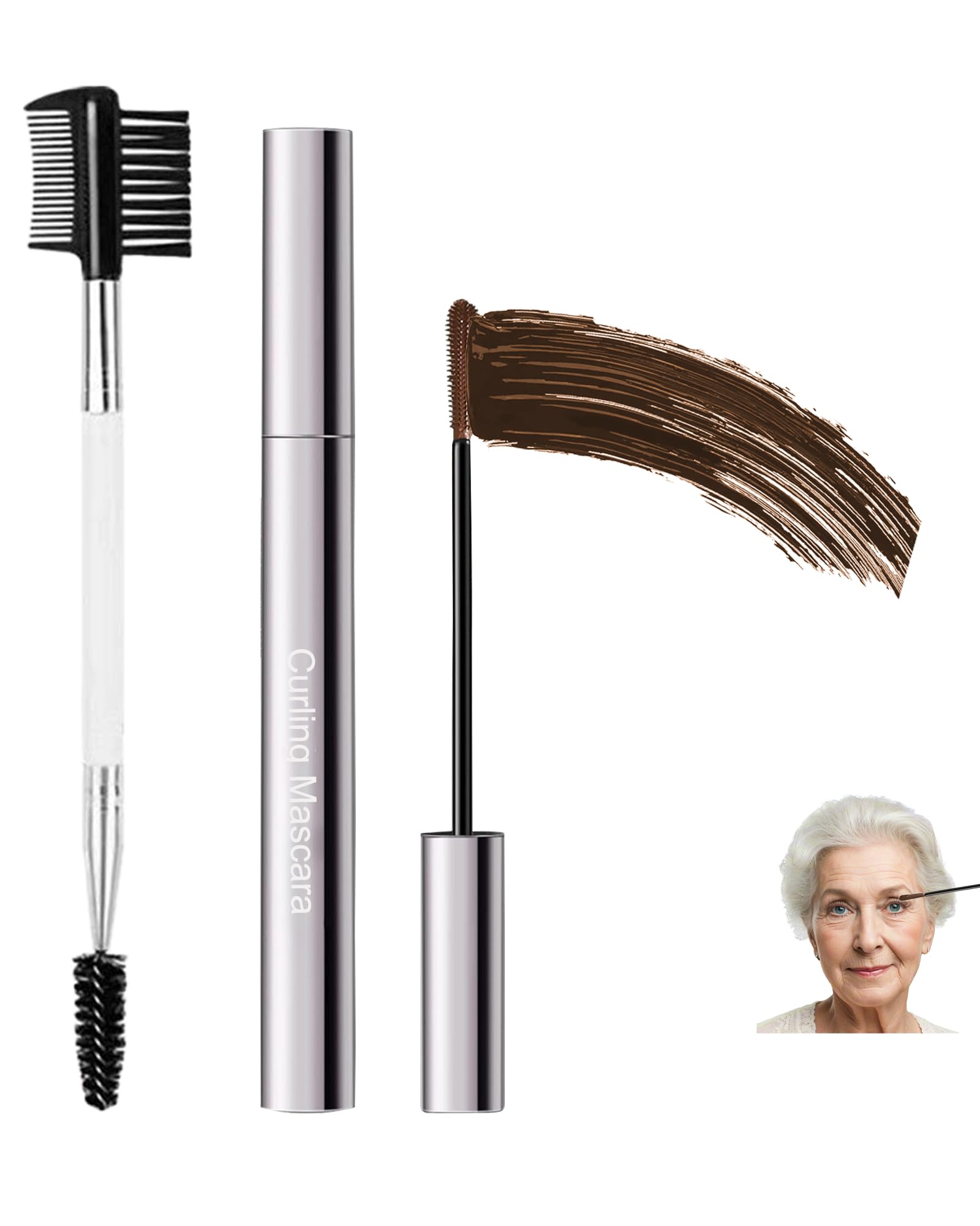 Waterproof Brown Mascara for Mature Women 60+ - Volumizing & Lengthening Hypoallergenic Mascara for Thin Lashes, Clump-Free & Long Lasting - Perfect for Sensitive Eyes & Everyday Makeup | Ideal for Work, Date Night & Special Occasions