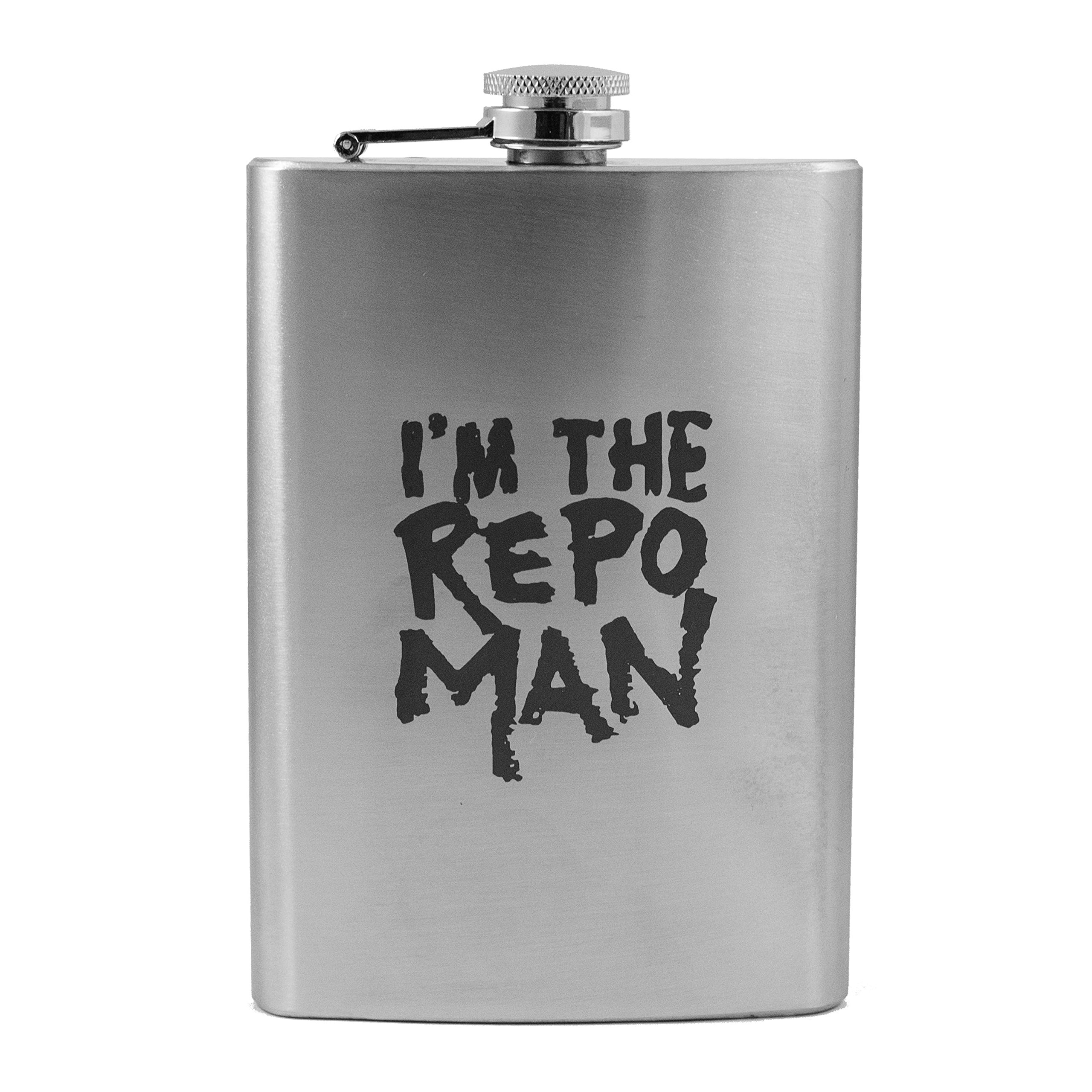 8oz Stainless Steel 'I'm the Repo Man' Hip Flask - Perfect for Outdoor Adventures, Parties & Gifts