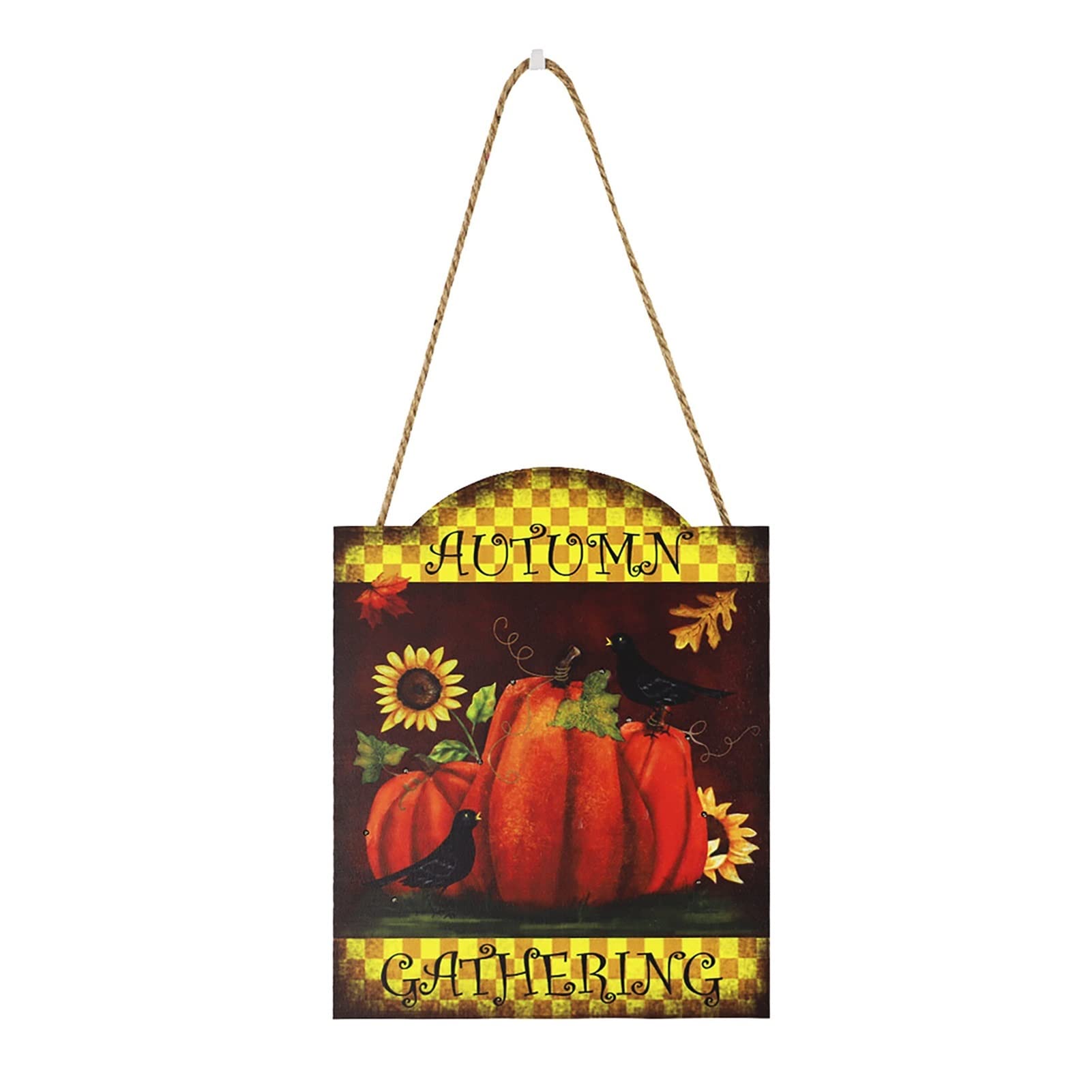 Wooden Pumpkin Turkey LED Lamp - Christmas & Thanksgiving Door Hanging Decor for Indoor Outdoor Home Decor | Holiday Party, Porch, Mantel, Table Centerpiece Decoration (Color: A)