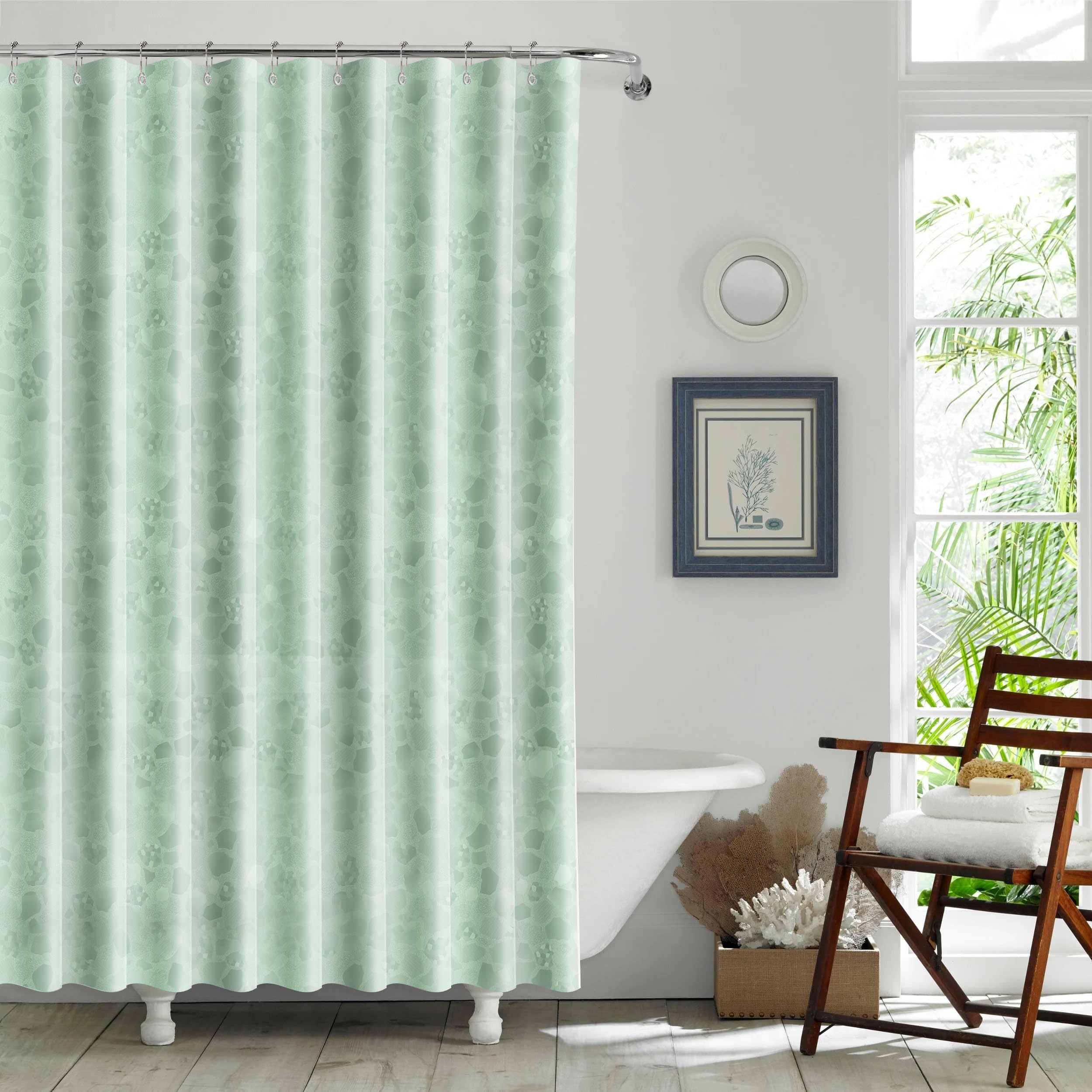 22-Piece Bathroom Accessories Set - Green Shower Curtain, Tray, Soap Dispenser, Toothbrush Holder, Cup, Soap Dish, Toilet Brush, Q-Tip Holders & Trash Can | Complete Bathroom Décor & Housewarming Gift Set for Modern Homes & Apartments