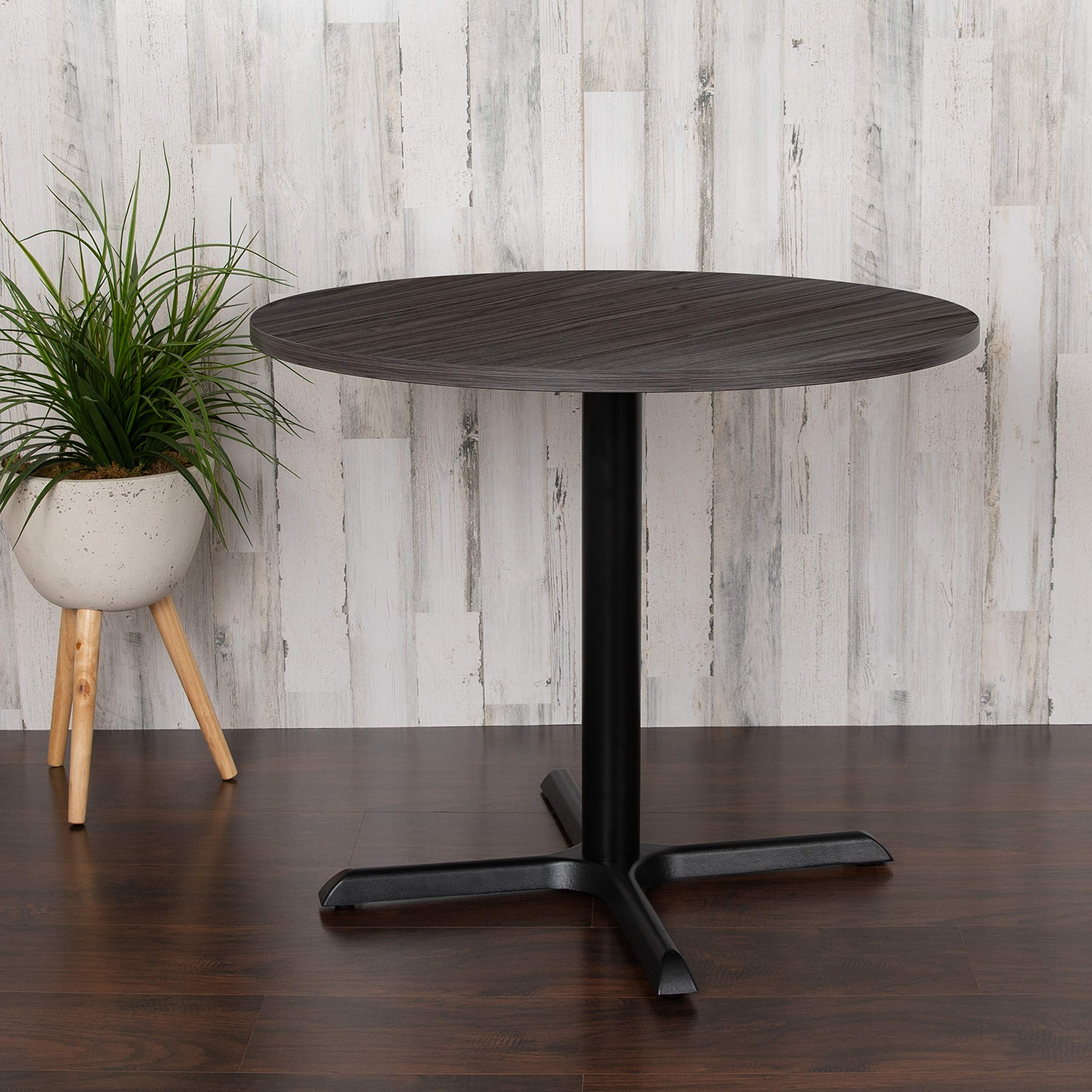 EMMA + OLIVER 36 Inch Round Multi-Purpose Conference Table - Rustic Gray Office Meeting Table for Conference Rooms, Team Collaboration & Home Workspaces