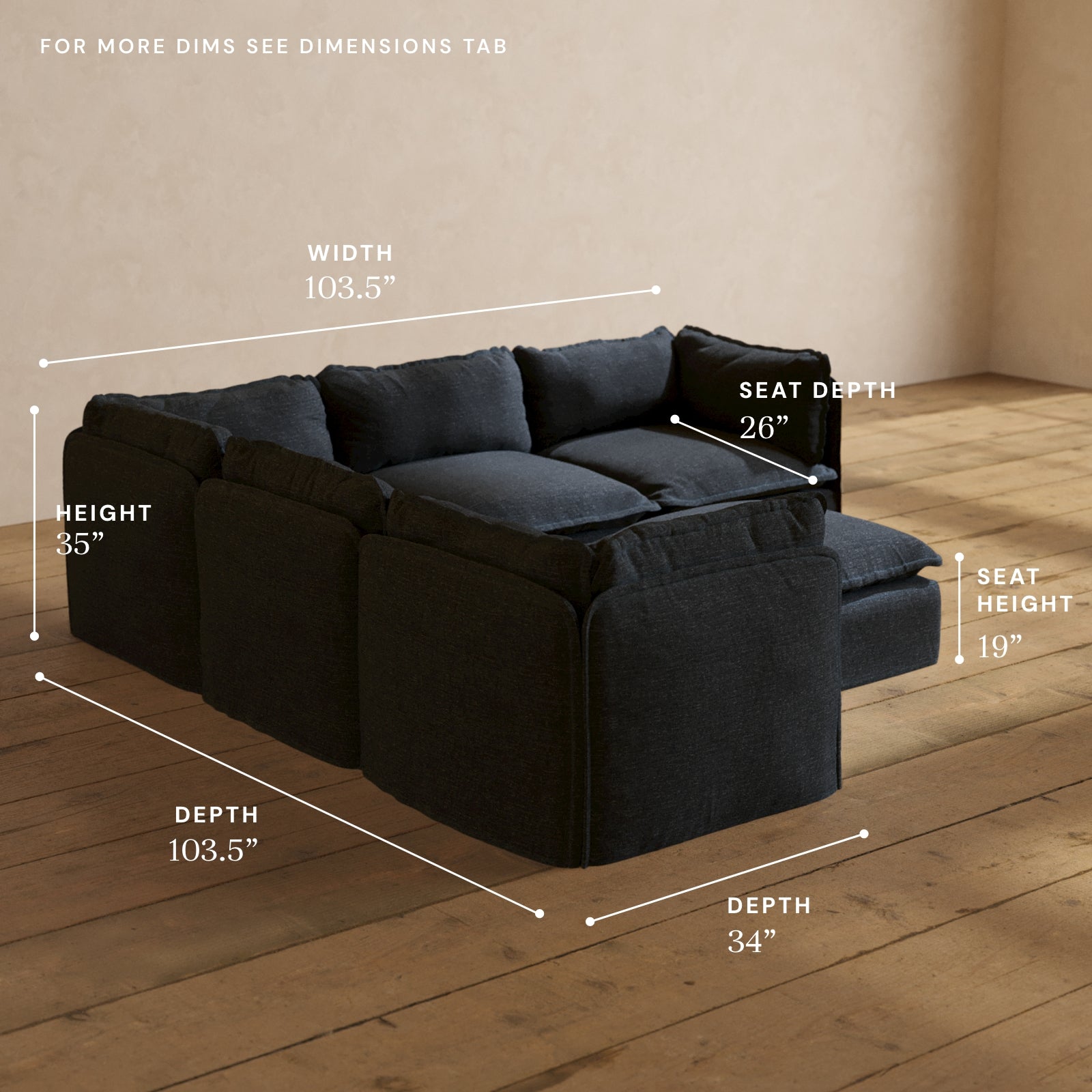Premium 5-Seater Modular Corner Sectional Sofa with Ottoman in Indigo Blue | Luxury Blend Fabric | Perfect for Living Room, Family Room & Home Theater Comfort