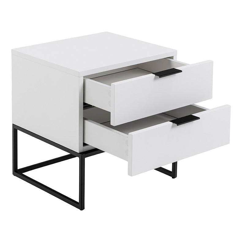 SVANA 40cm White & Black Bedside Table - Perfect for Small Spaces, Bedrooms & Nightstands