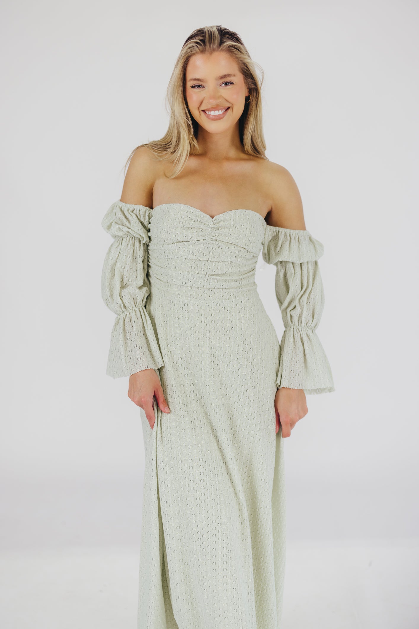 Corrine Tiered Sleeve Maxi Dress with Pockets - Bump Friendly Maternity Dress, Inclusive Sizing (S-3XL) in Refreshing Mint Green | Perfect for Baby Showers, Beach Vacations & Summer Weddings