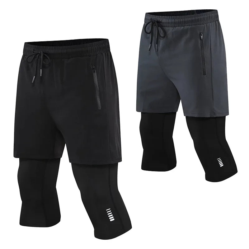 Men's 2-in-1 Running Pants with Pockets - Double Layer Gym Training Sweatpants for Jogging & Workouts | Moisture-Wicking Athletic Trousers for Men
