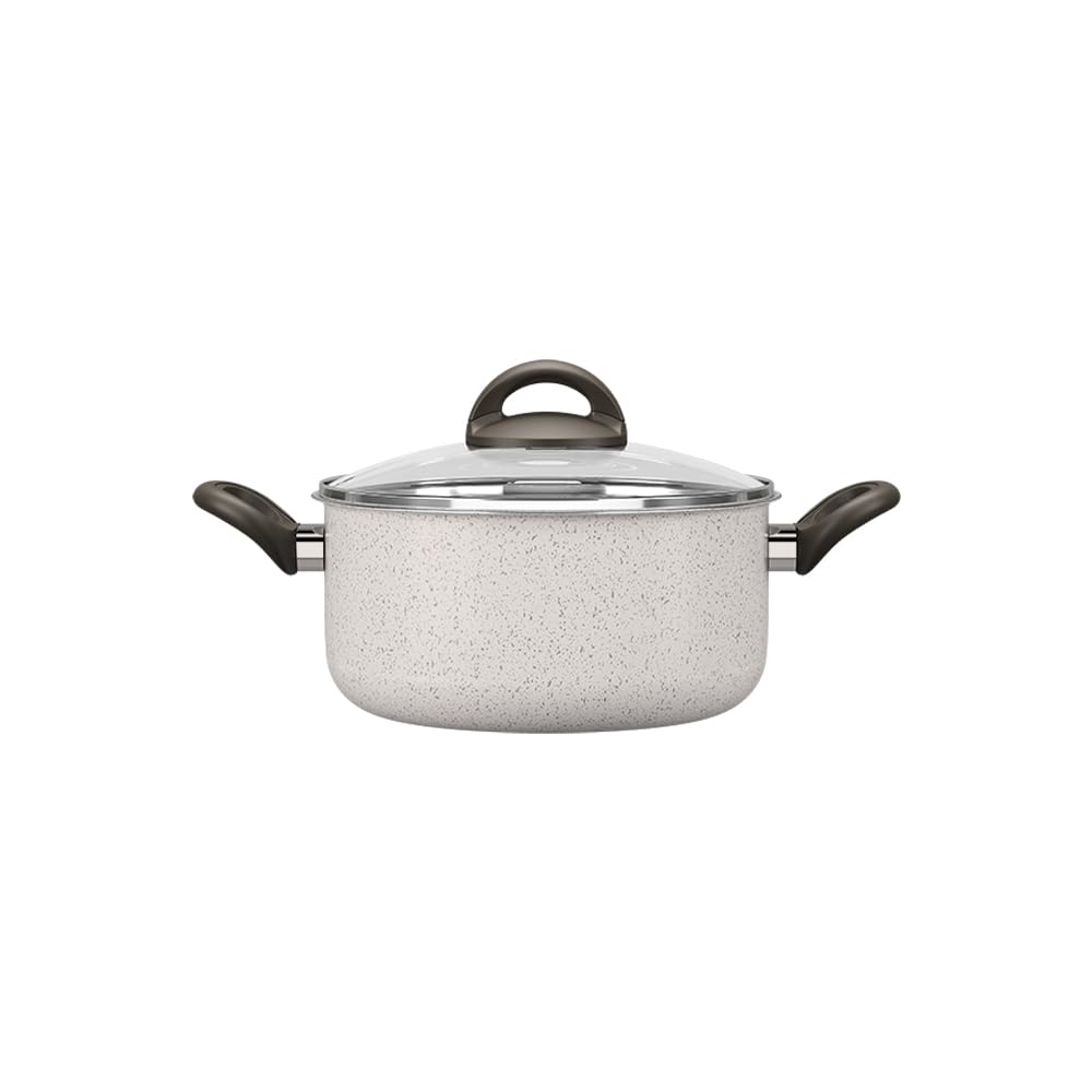 Brinox 5-Piece Ceramic Life Suprema Cookware Set - Nonstick Vanilla Coating, Oven & Dishwasher Safe Pots and Pans for Cooking, Baking & Serving - Perfect for Home Kitchens & Gift Giving
