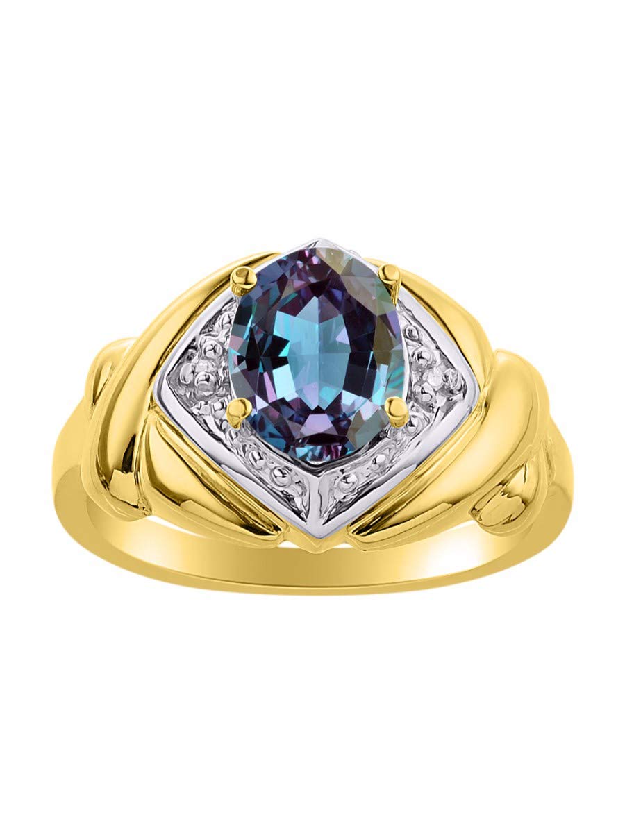14K Gold Plated Sterling Silver XOXO Hugs & Kisses Ring for Women - 9X7MM Gemstone & Diamond Jewelry, Size 5-13, Perfect for Valentine's Day, Anniversary & Romantic Gifts