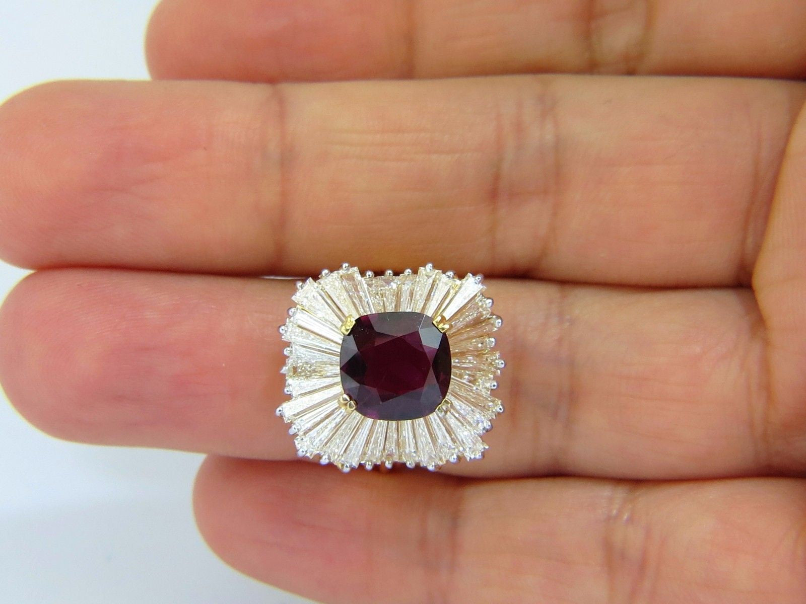 GIA Certified 5.08 Carat Natural Ruby and Diamond Ring in 18K Gold - Elegant Ballerina Design for Weddings, Anniversaries & Special Occasions