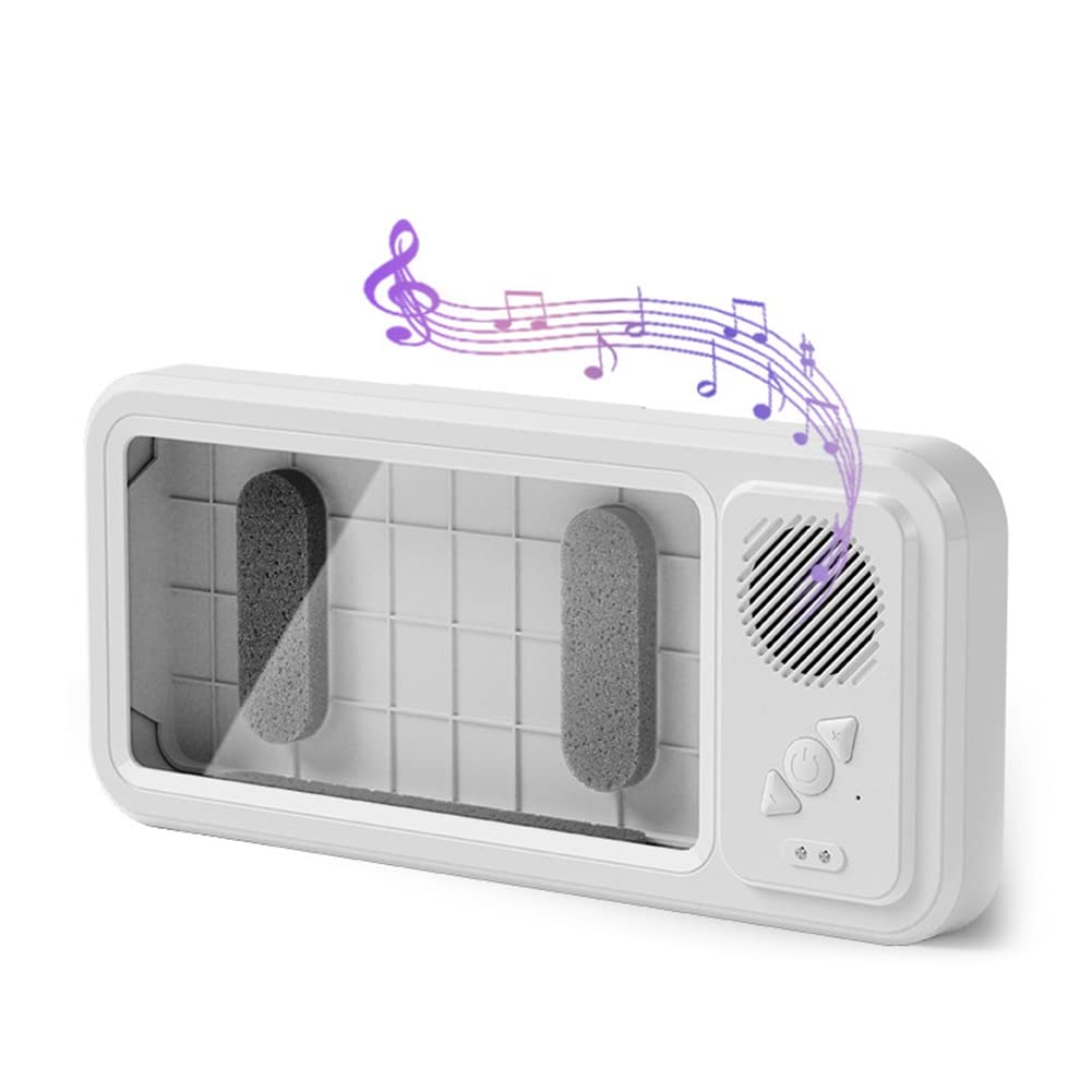 **Wireless Bluetooth Speaker with Waterproof Phone Holder - White | Bathroom, Wall Mount, Home TV & Mobile Phone Stand for Hands-Free Calls & Music**