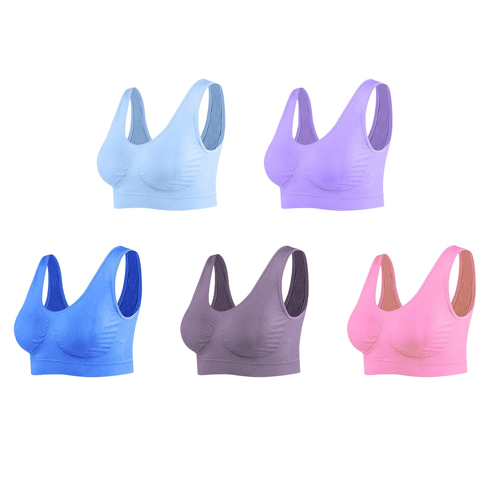 5-Pack Seamless Sports Bras for Women - Yoga, Gym & Running