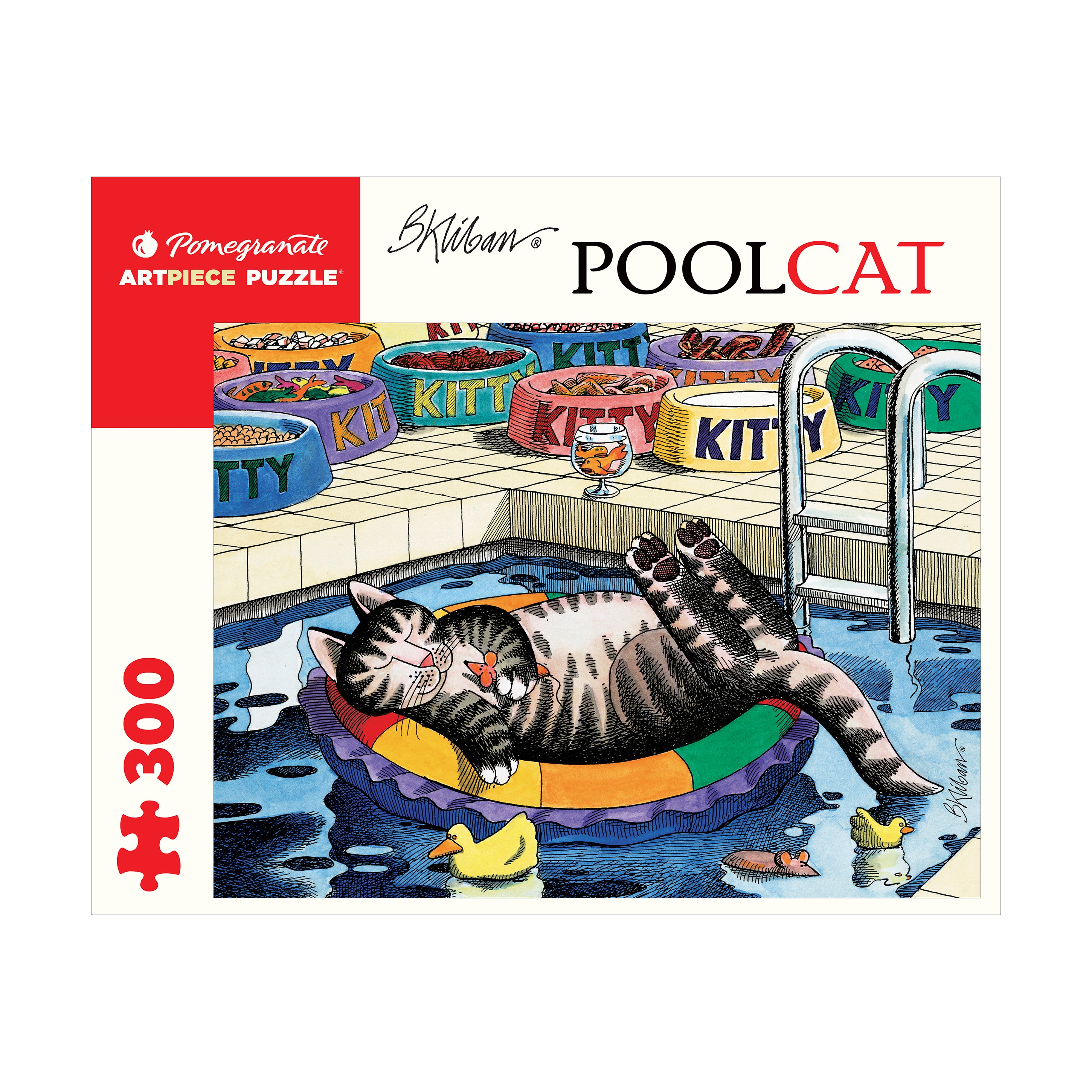 B. Kliban Pool Cat Theme 300-Piece Jigsaw Puzzle - Fun Family Game Night Activity & Home Decor for Cat Lovers