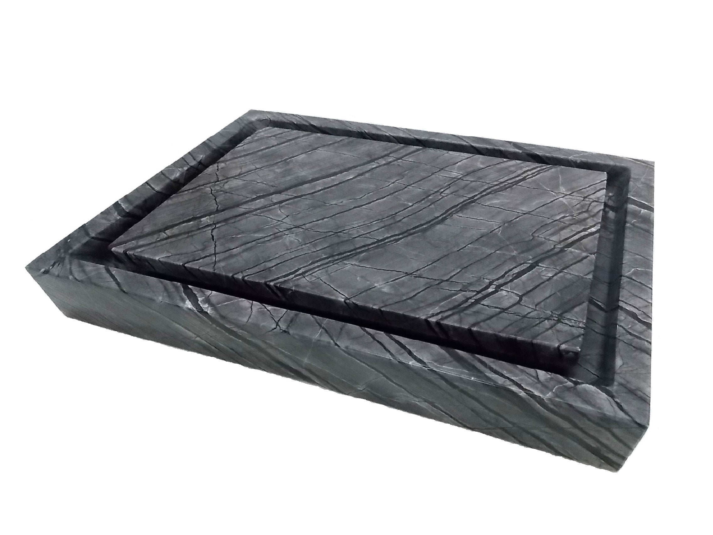 Luxury Rectangular Infinity Pool Sink - Premium Polished Black Marble for Modern Bathroom & Spa Design | Perfect for Contemporary Homes, Hotels, and Resorts