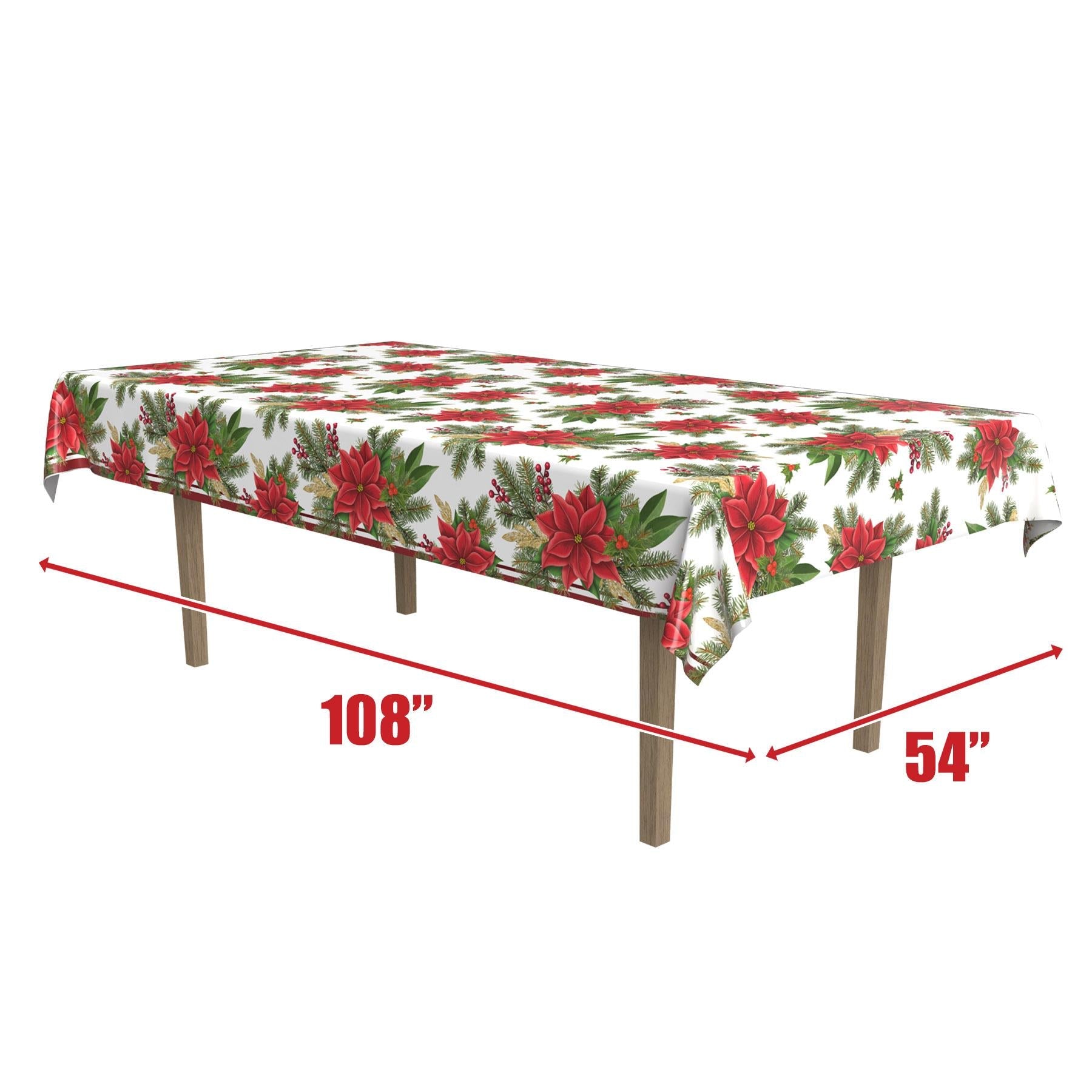 12 Pack Beistle Christmas Poinsettia Table Covers - Holiday Party Decorations for Christmas Dinner, Festive Table Setting & Home Decor