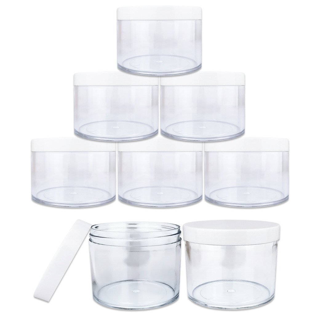 Beauticom 120g/120ml (4 Fl Oz) Thick Double Wall Leak-Proof Round Clear Plastic Jars with Flat White Lids - 216 Pack for Creams, Lotions, Cosmetics, DIY Crafts & Bath Products | Ideal for Salons, Spas & Home Organization