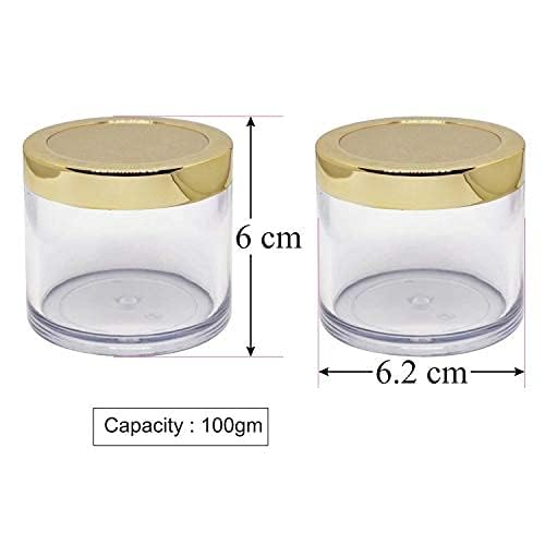 B.H.Industry 100g Cosmetic Jars with Golden Lids - Pack of 20 | Ideal for Creams, Gels & Lip Balms | Perfect for DIY Skincare, Travel & Gift Packaging