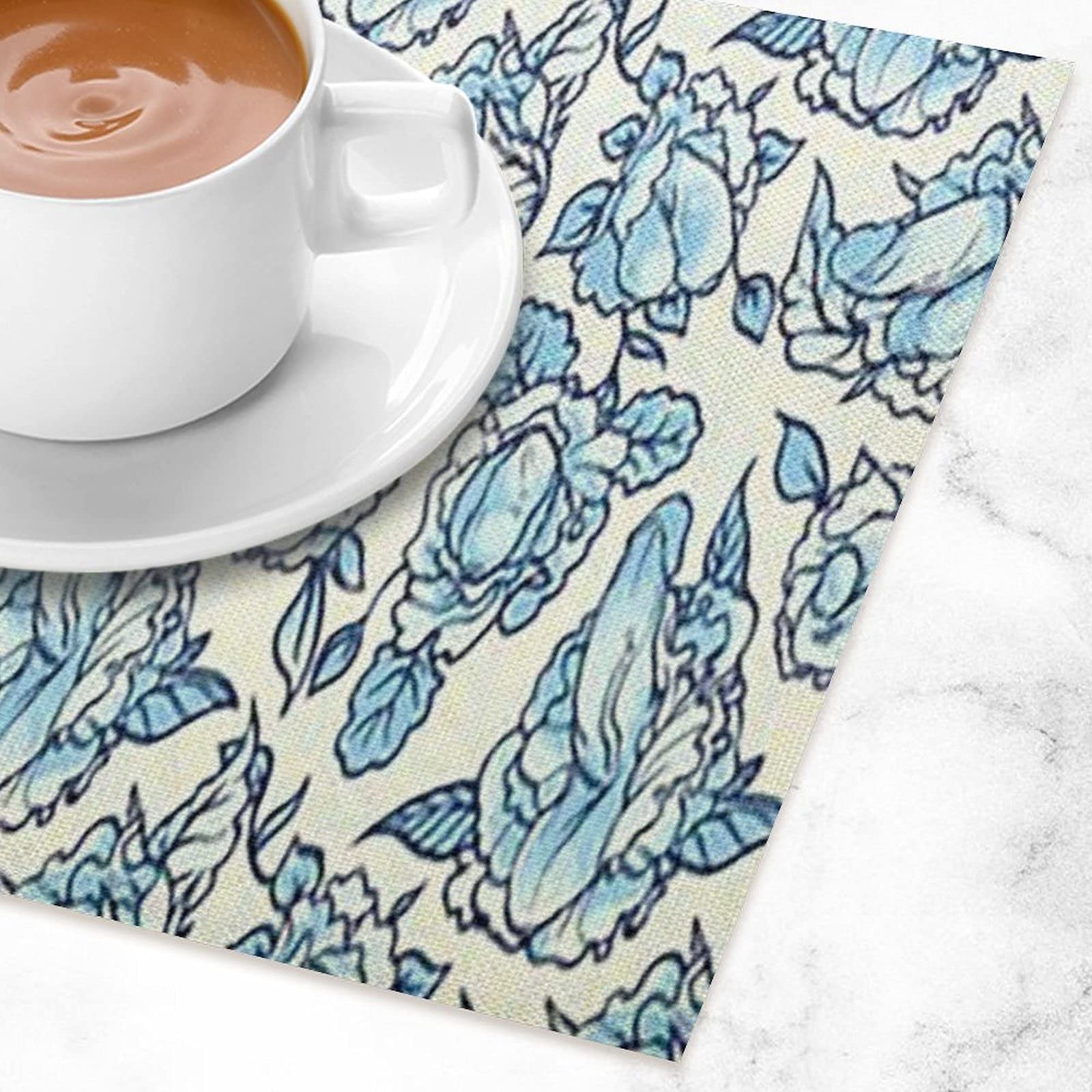 100% Natural Cotton Linen Placemats Set of 2 - Floral Print Washable & Heat Resistant Table Mats for Dining & Kitchen Decor | Eco-Friendly Home Table Setting Accessories