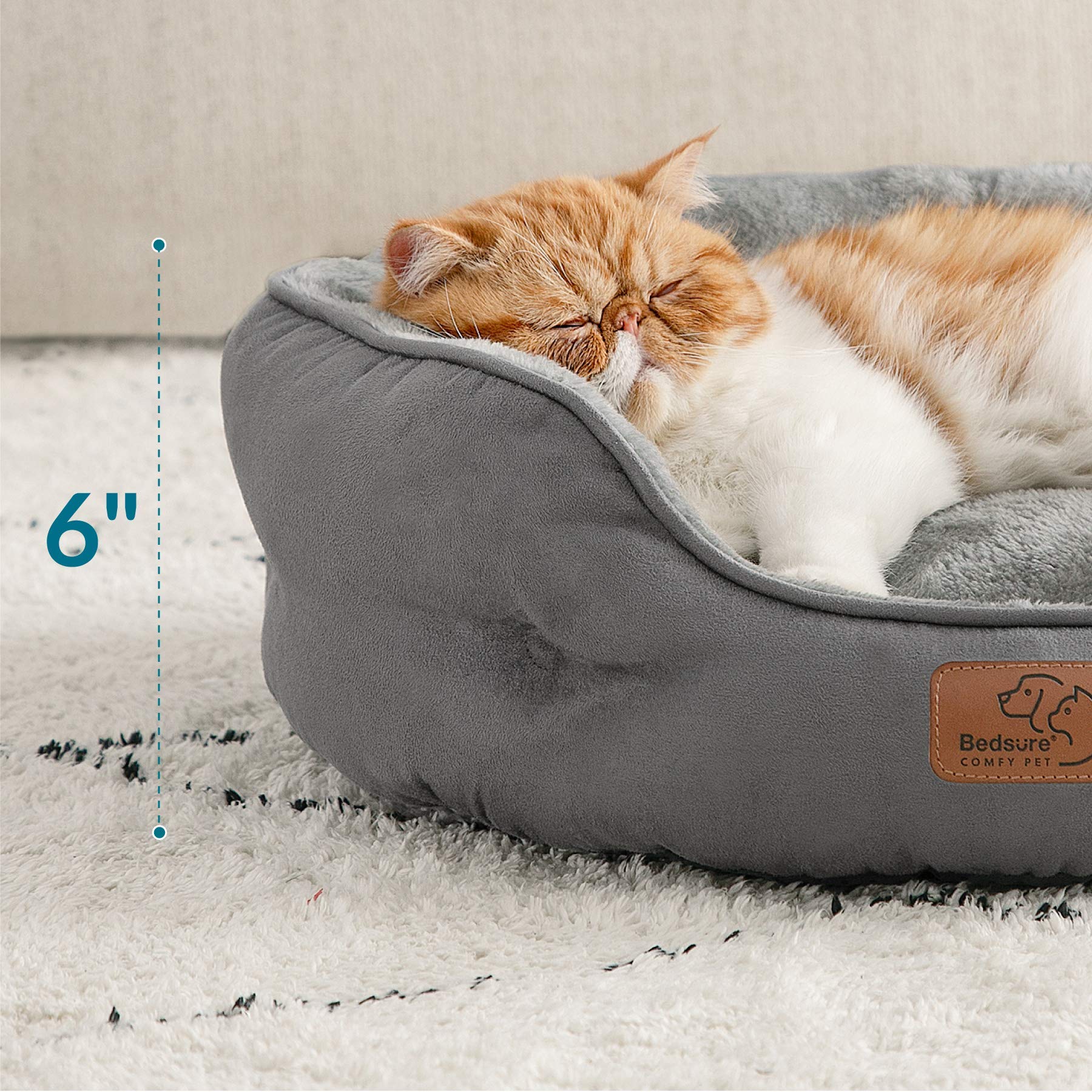 Bedsure Washable Round Pet Bed for Small Dogs & Cats - 20 Inch Non-Slip Orthopedic Dog Bed & Cozy Cat Bed for Puppies & Kittens - Perfect for Indoor Use in Living Room, Bedroom or Pet Crate (Grey)