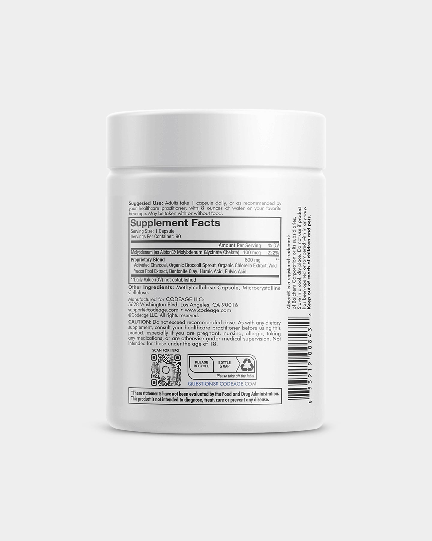 Codeage Full Spectrum Binder Supplement - Supports Gut Health & Detox - Vegan, Non-GMO, Gluten-Free - Ideal for Daily Wellness & Cleansing Routines