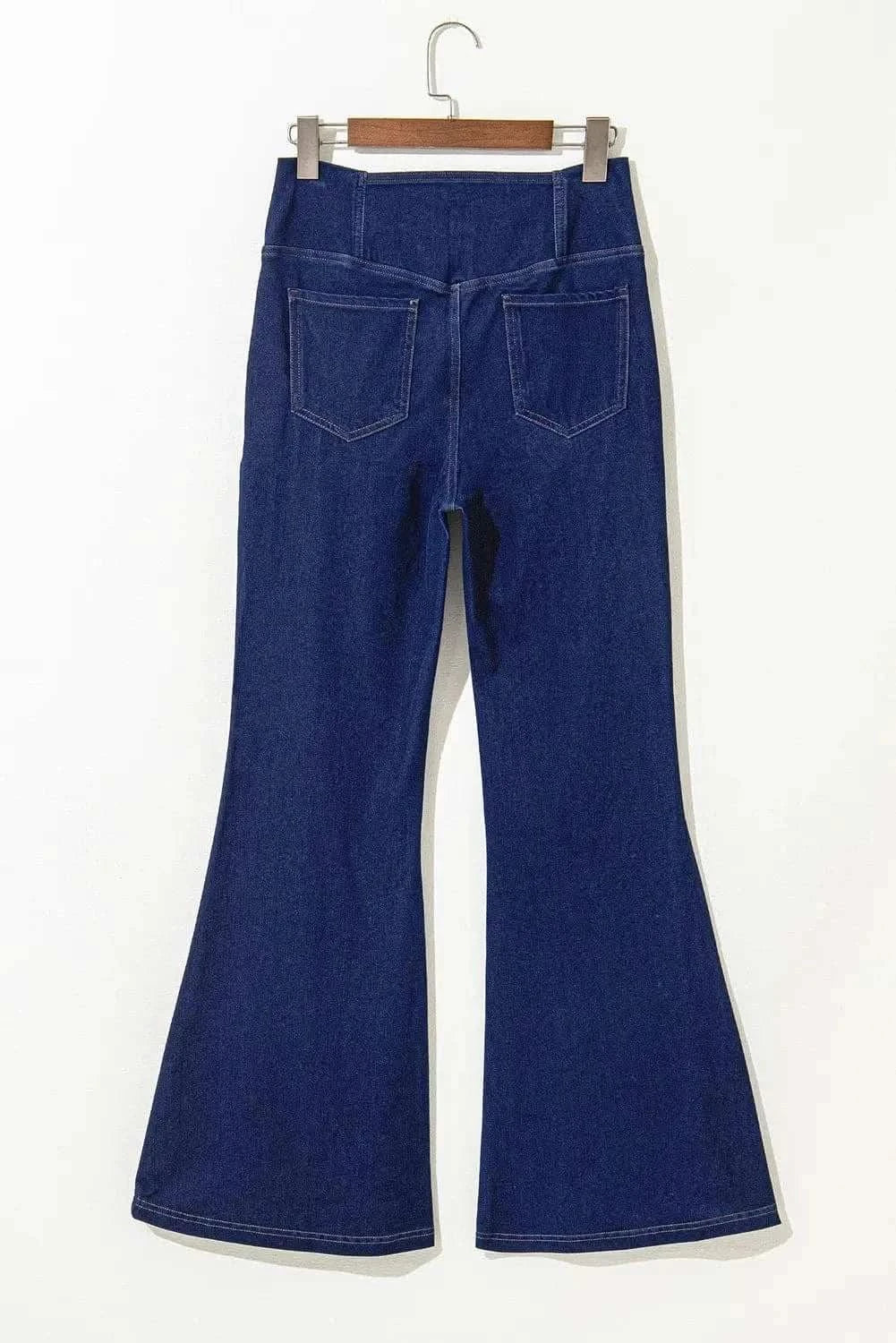 Asymmetric Waist Flare Jeans for Women - High Waisted Bootcut Denim Pants with Stretchy Comfort - Perfect for Casual Outfits, Date Nights & Boho Style