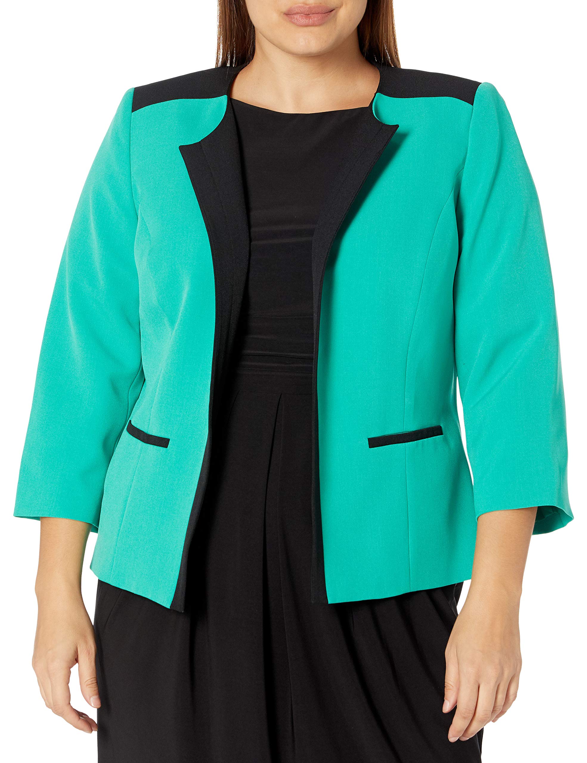 Kasper Women's Plus Size Stretch Crepe Jacket with Yoke - Comfortable & Stylish Outerwear for Work, Travel & Casual Wear