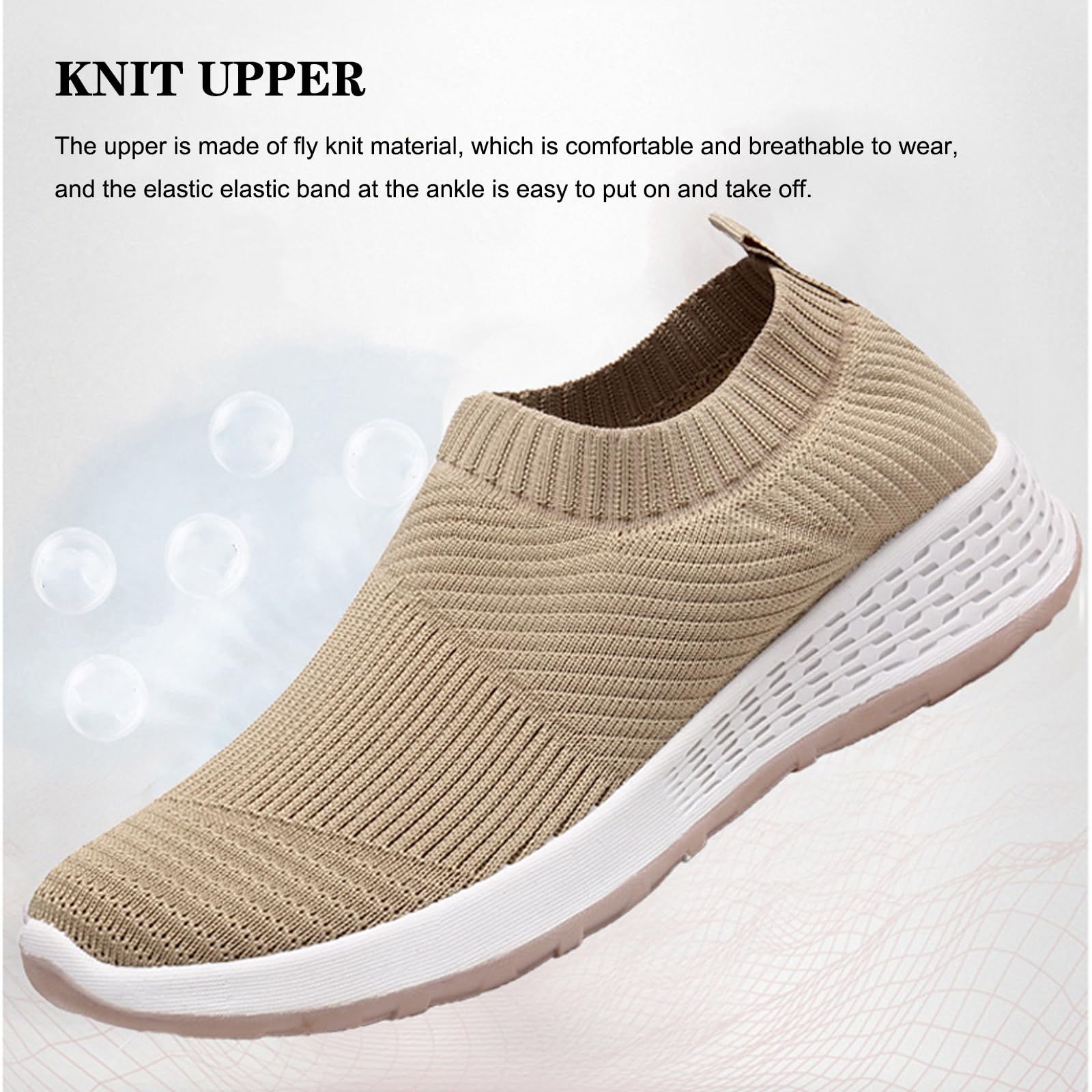 EFTCAL Women's Slip-On Walking Shoes - Breathable Mesh Athletic Sneakers for Running, Tennis & Casual Wear - Lightweight Comfortable Non-Slip Elastic Knit Socks Shoes for Workout, Travel & Daily Use