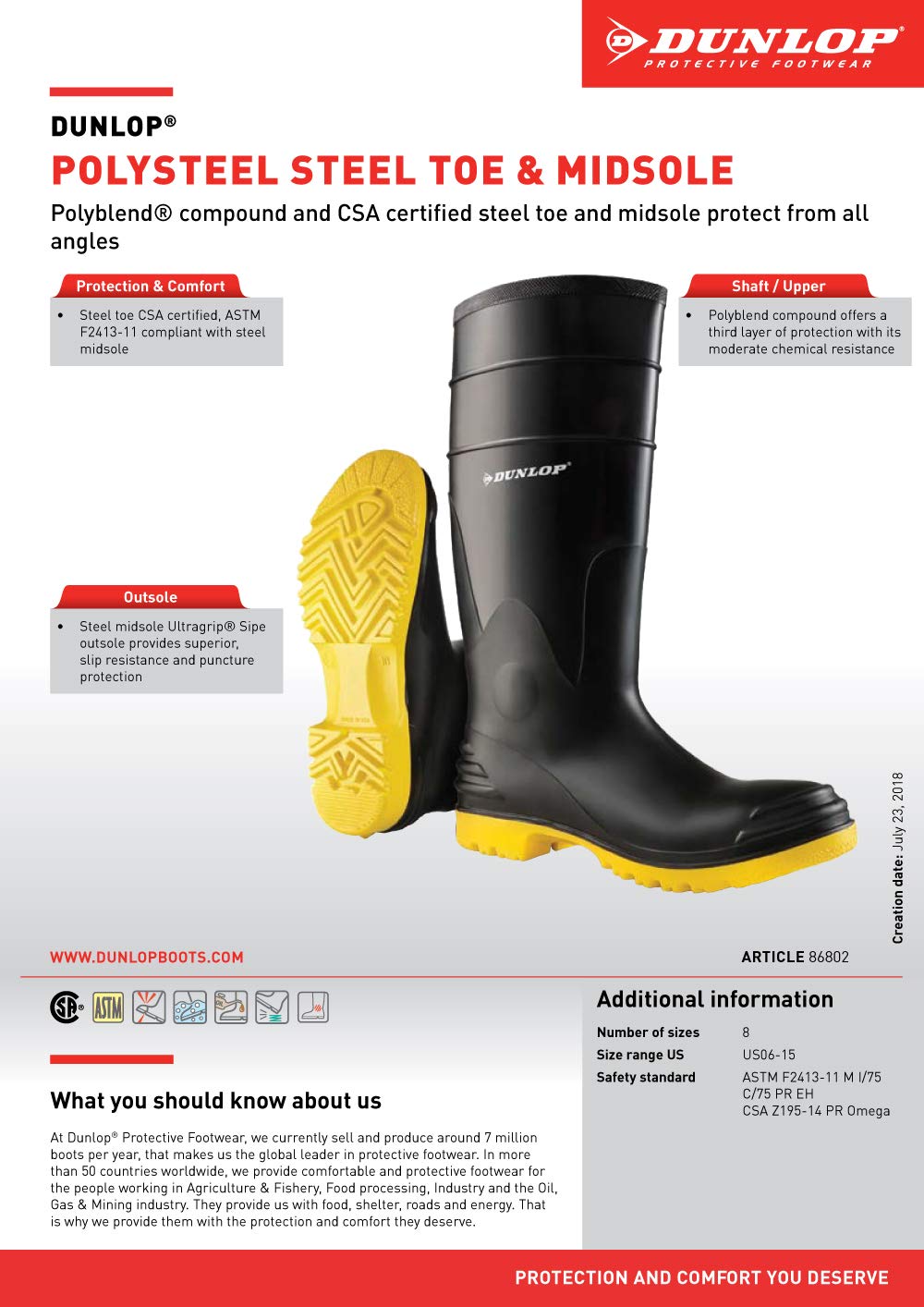Dunlop Protective Work Boots for Men & Women - Slip Resistant, Waterproof Safety Shoes for Construction, Industrial & Outdoor Work