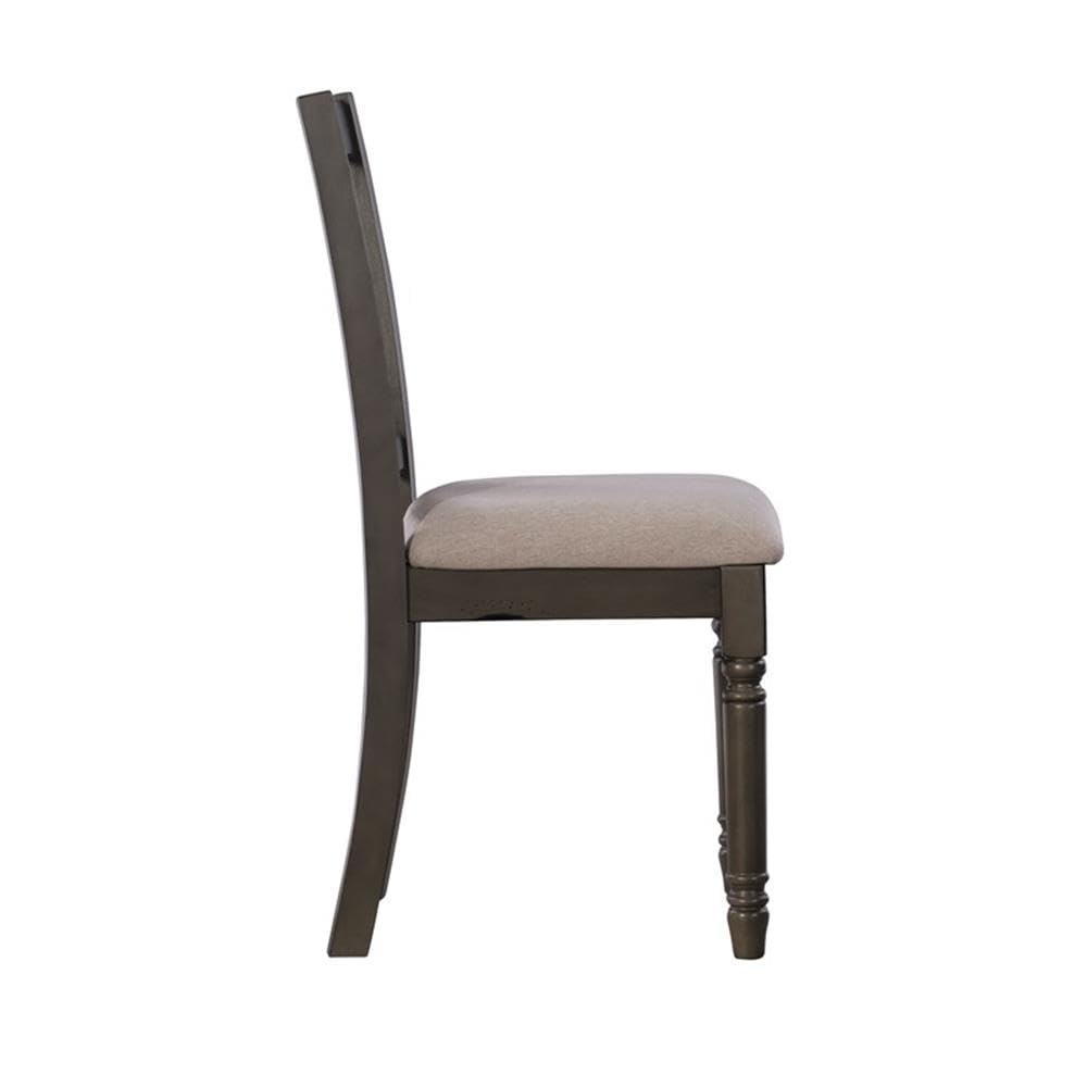 Pemberly Row Transitional Wood Dining Chairs Set of 2 - Gray Upholstered Side Chairs for Kitchen, Dining Room & Office - Comfortable Modern Accent Chairs