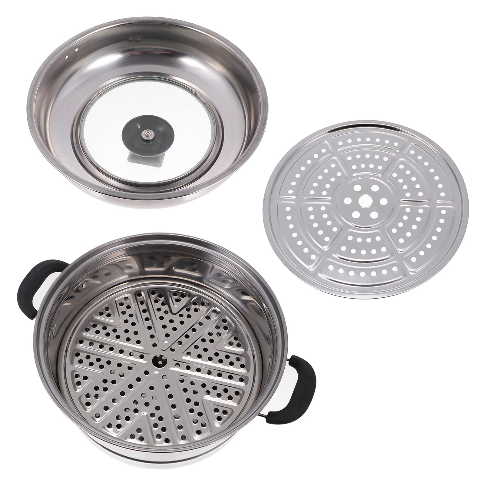DOITOOL Stainless Steel Steamer Pot with Lid - Ceramic Soup Bowl & Glass Double Boiler for Crab, Fish, Vegetables - Multi-Function Cookware for Cooking, Braising, Steaming Noodles | Perfect for Home Kitchen, Restaurants & Asian Cuisine