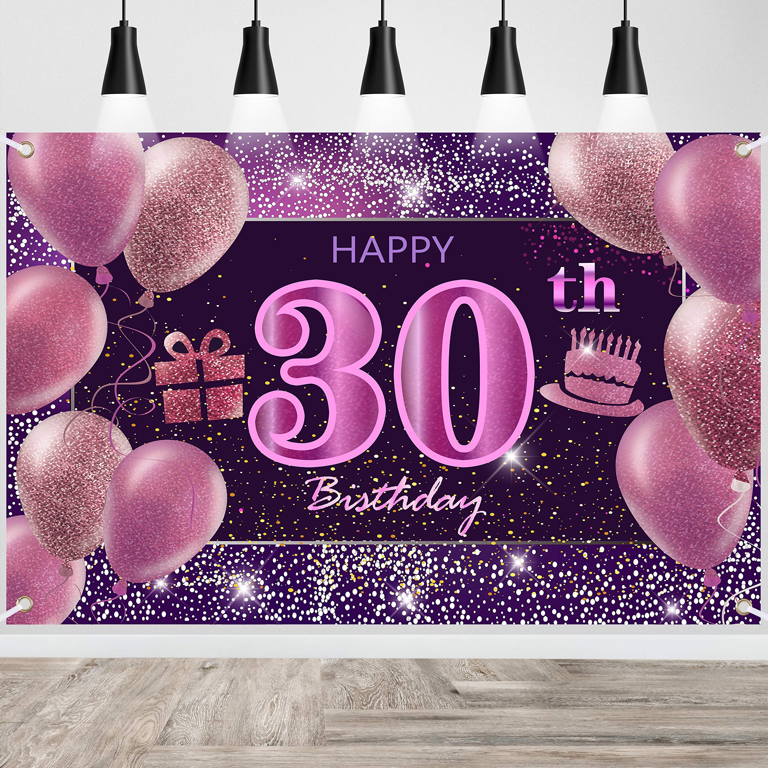 IMISI 30th Birthday Decorations for Women - Pink Happy Birthday Banner & Party Backdrop - Perfect for 30th Birthday Party, Girls Night, Bridal Shower & Milestone Celebrations