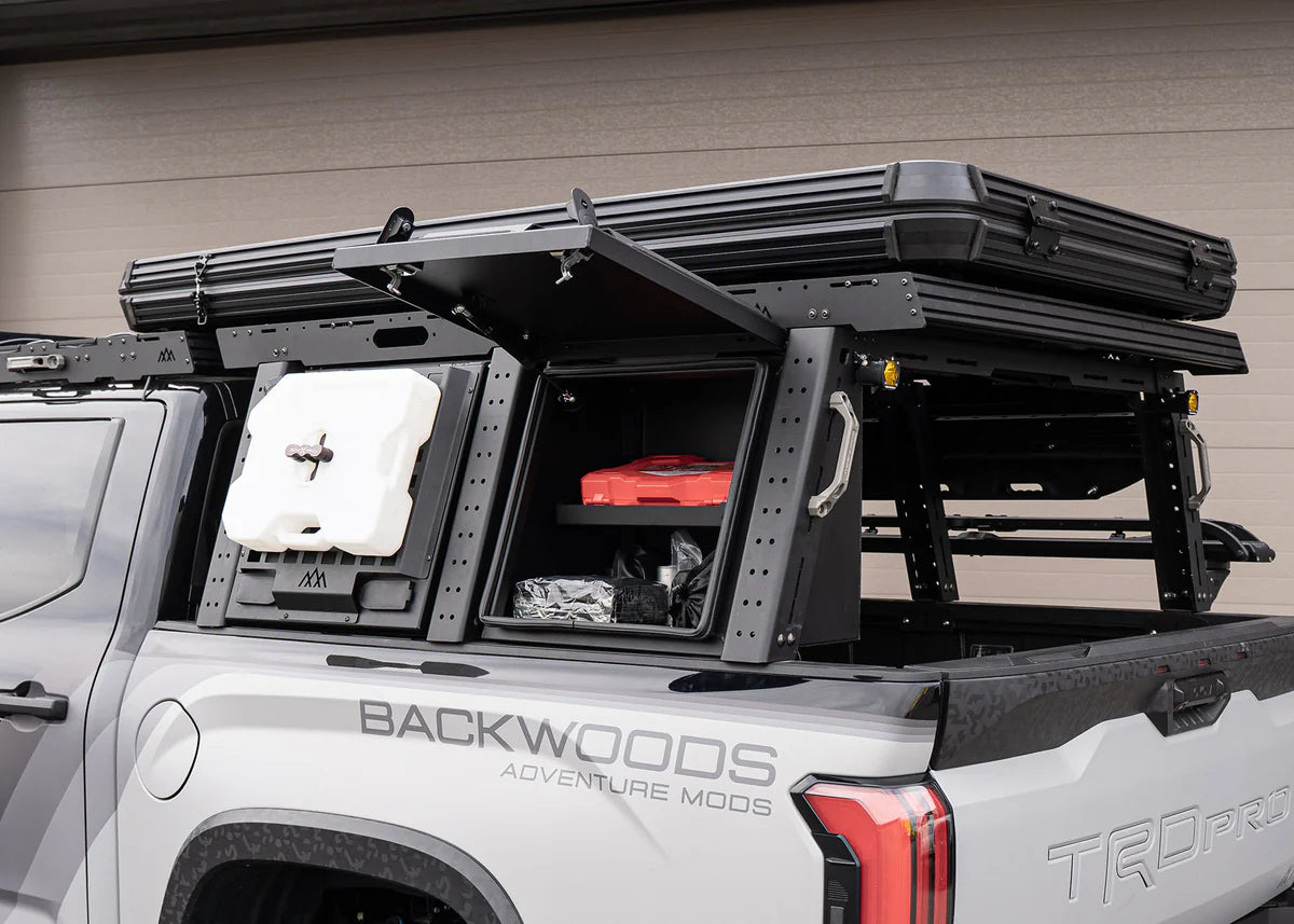 2022+ Toyota Tundra Aluminum Bed Rack Storage Box | Heavy Duty Truck Organizer for Backwoods Adventure & Off-Road Camping Gear | Perfect for Overlanding, Hunting & Outdoor Equipment Storage