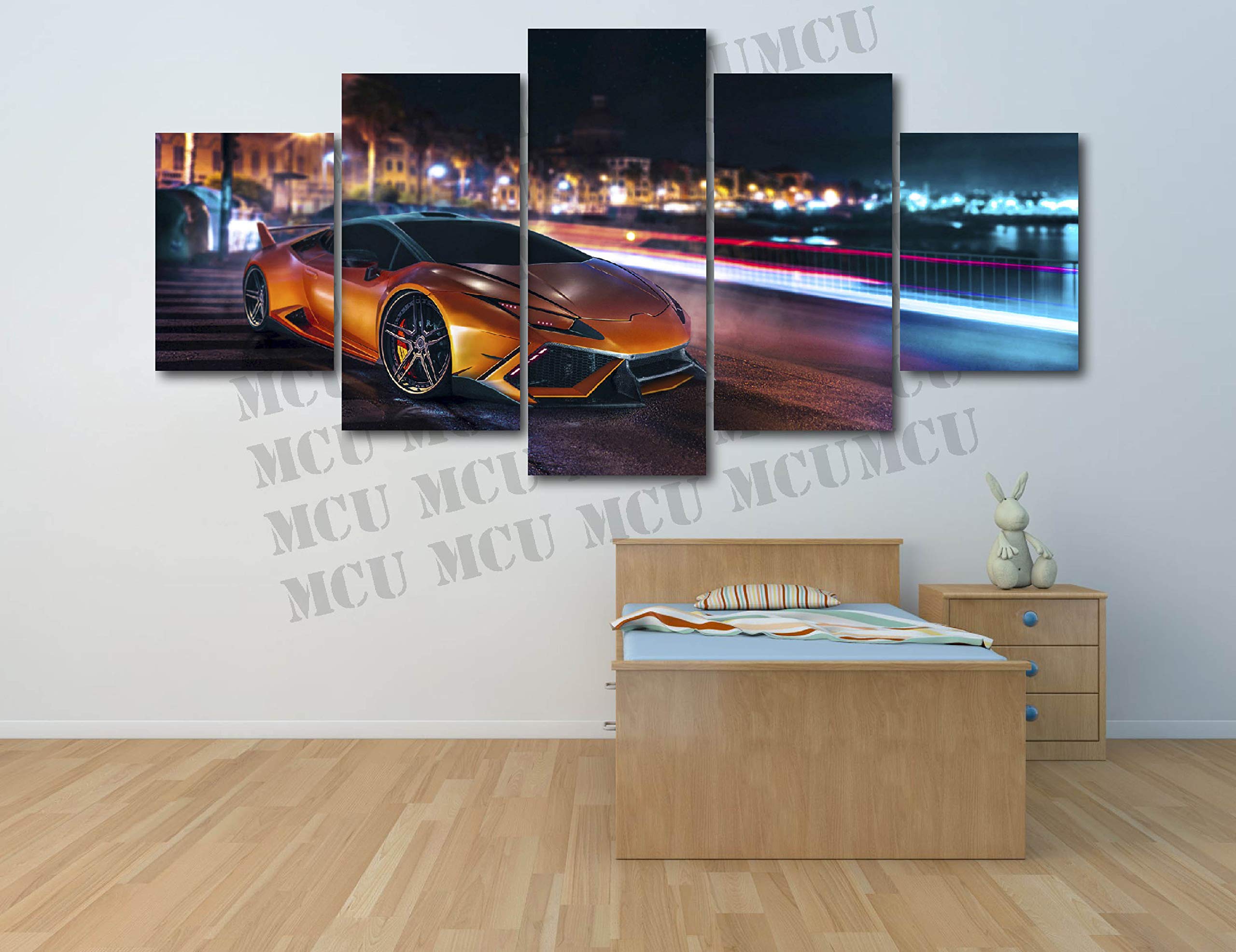 5-Piece Luxury Canvas Wall Art - Sports Cars & Supercar Collection (Lamborghini Aventador, Ferrari, Porsche) - Modern Home & Office Decor for Car Enthusiasts - Perfect for Living Room, Bedroom, Man Cave or Garage Display